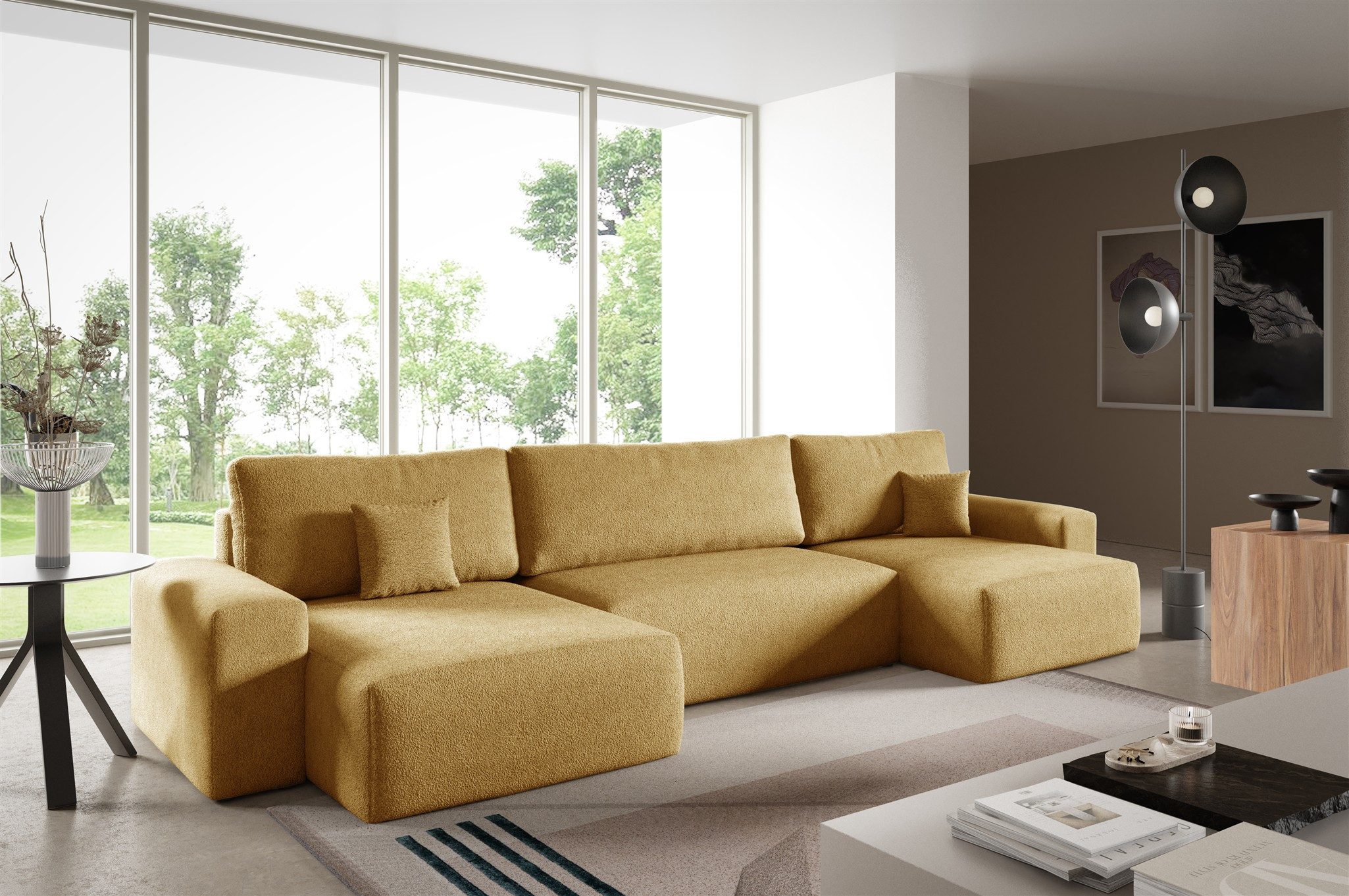 Fun Möbel Wohnlandschaft Sofa ARONA mit Schlaffunktion in Stoff Centaur, inkl. 2 Zierkissen, inkl. Bettkasten