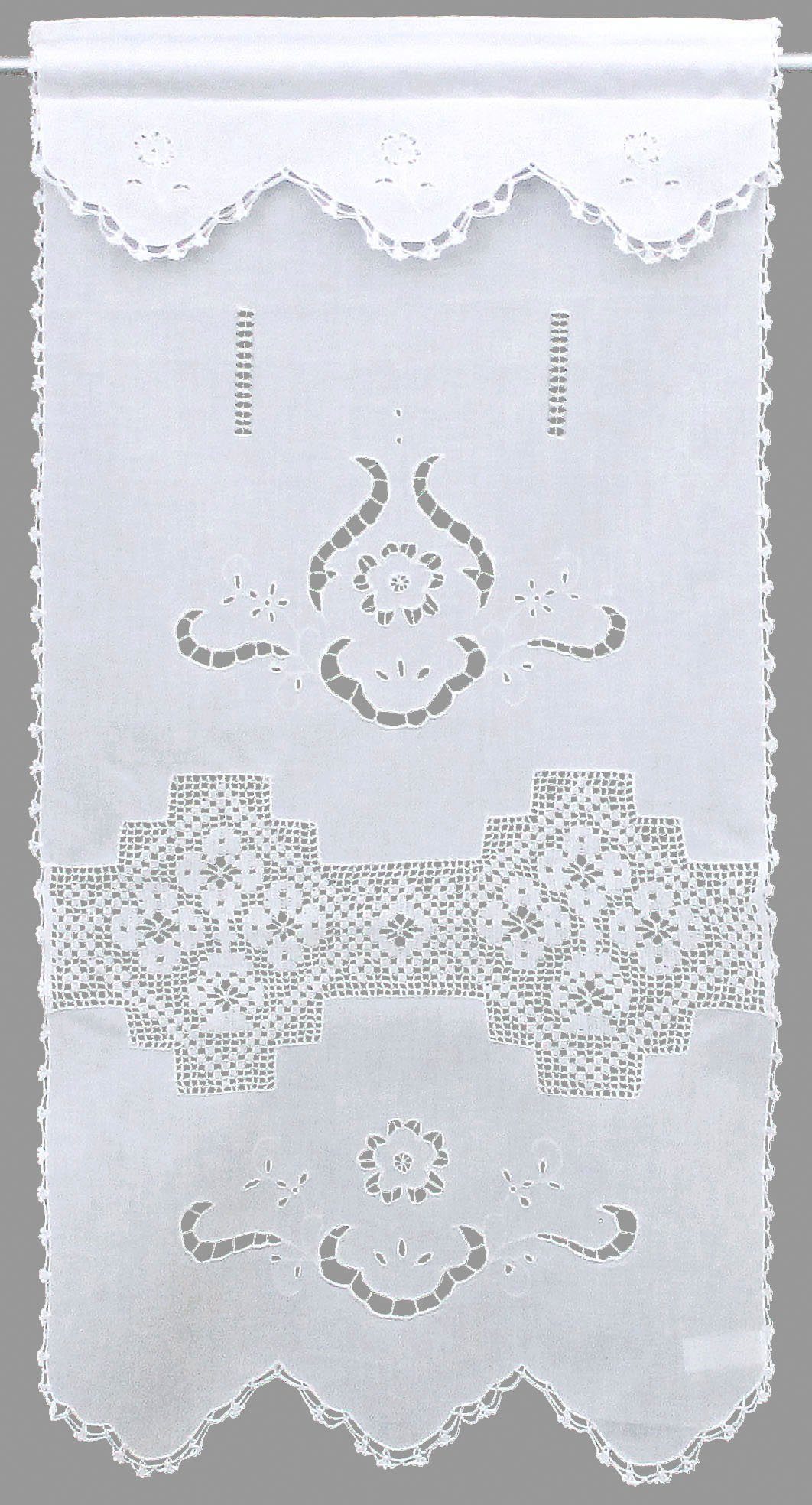 Panneaux Bondone, HOSSNER - ART OF HOME DECO, Stangendurchzug (1 St),  halbtransparent, Wirkware, Häkelspitze - ECHTE Handarbeit