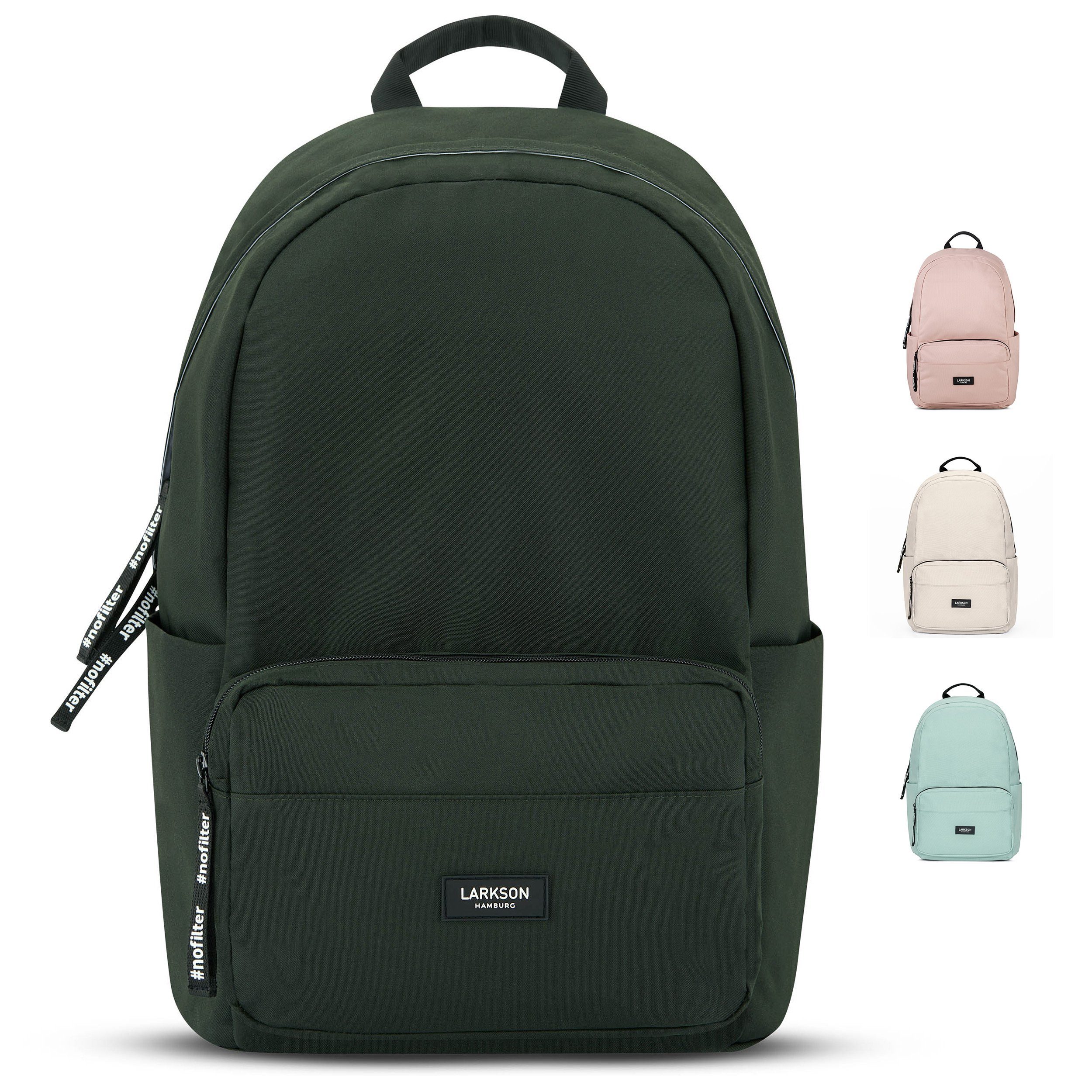 LARKSON Schulrucksack No (Keine Teenager Seitentasche, Jungen Set), Laptopfach, Dunkelgrün Mädchen Wasserabweisend 3 Rucksack Schule