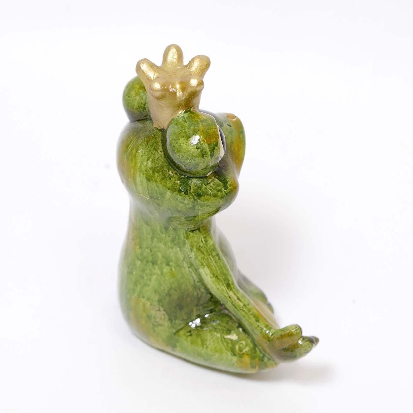 Dekofigur Gartenfigur Schneidersitz B&S Keramik cm meditierend grün 18 H Froschkönig