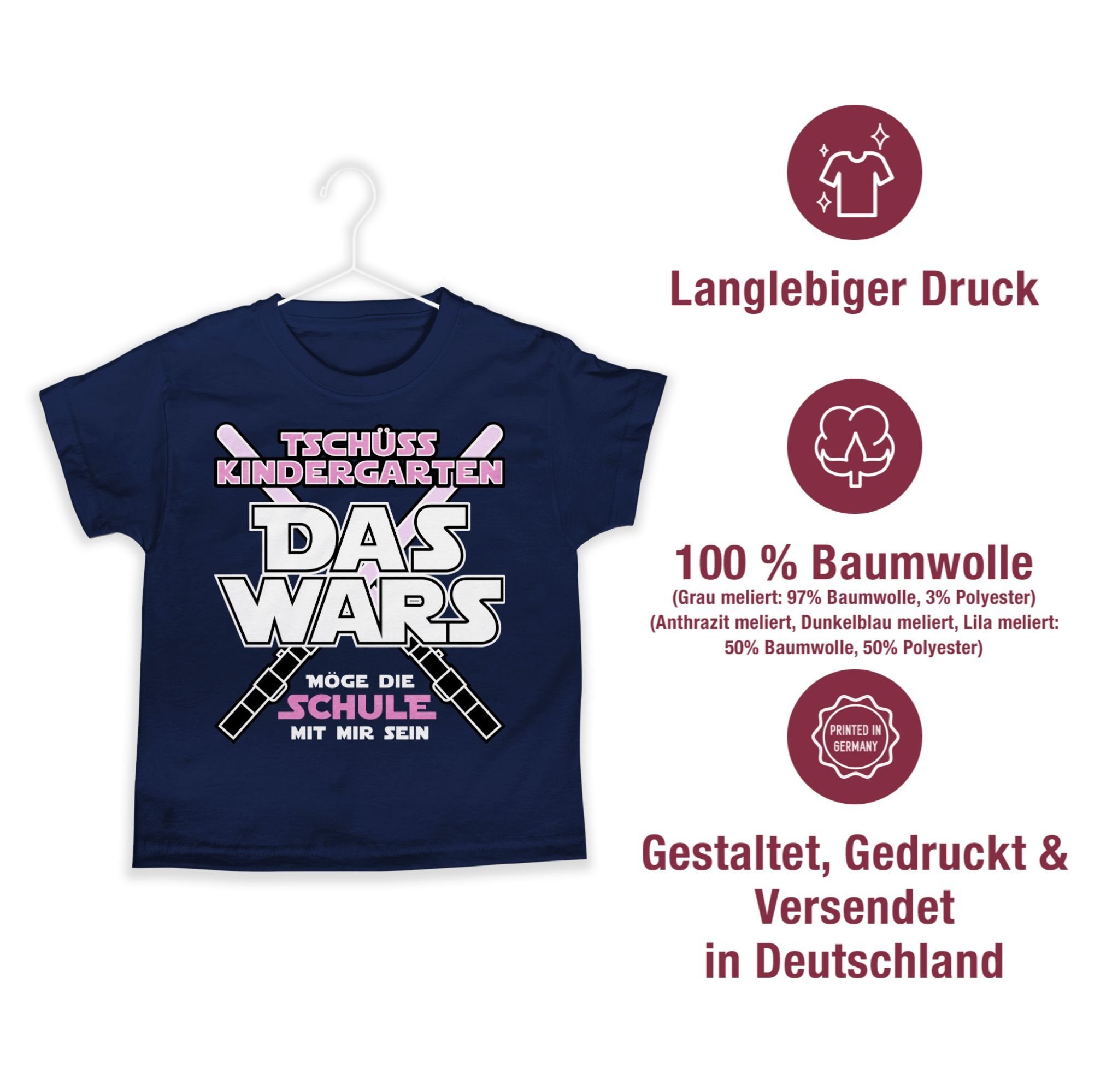 Shirtracer T-Shirt Das Wars Kindergarten Junge Rosa Schulanfang 1 Einschulung Dunkelblau Geschenke