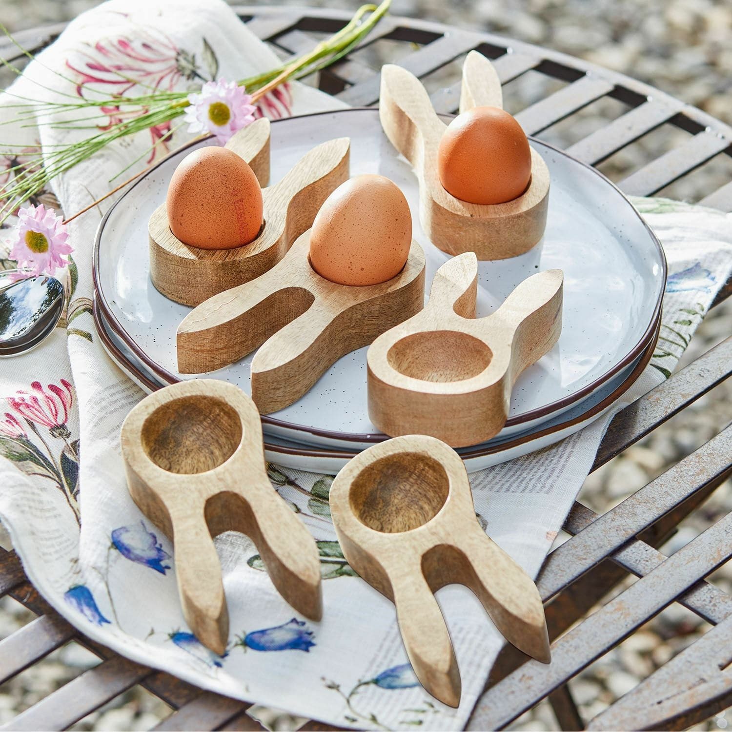 Mirabeau Geschirr-Set Eierbecher 6er Set Nante braun, Mangoholz (mangifera indica)