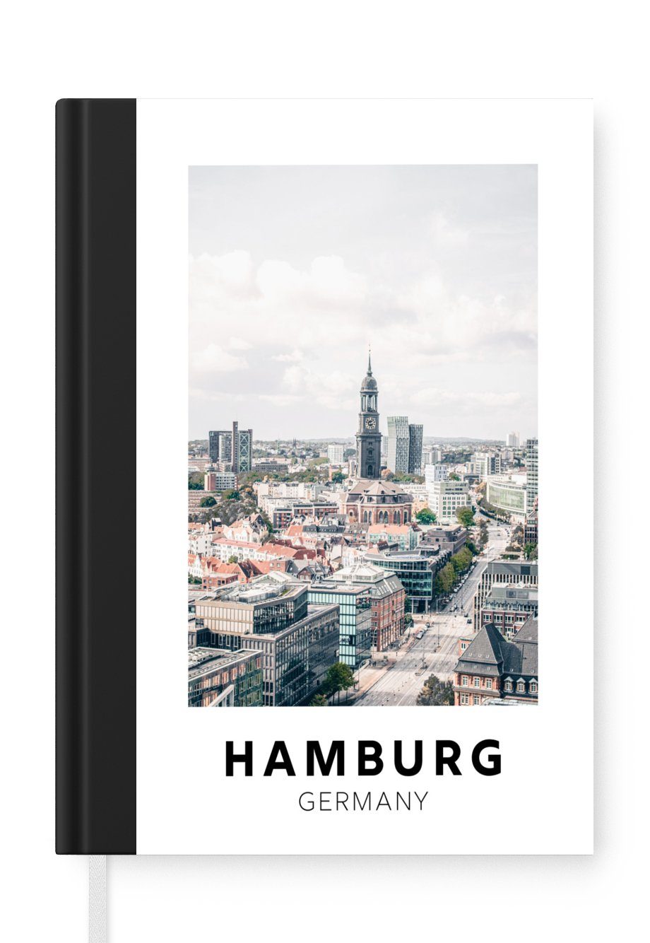 MuchoWow Notizbuch Hamburg - Deutschland - Turm, Journal, Merkzettel, Tagebuch, Notizheft, A5, 98 Seiten, Haushaltsbuch