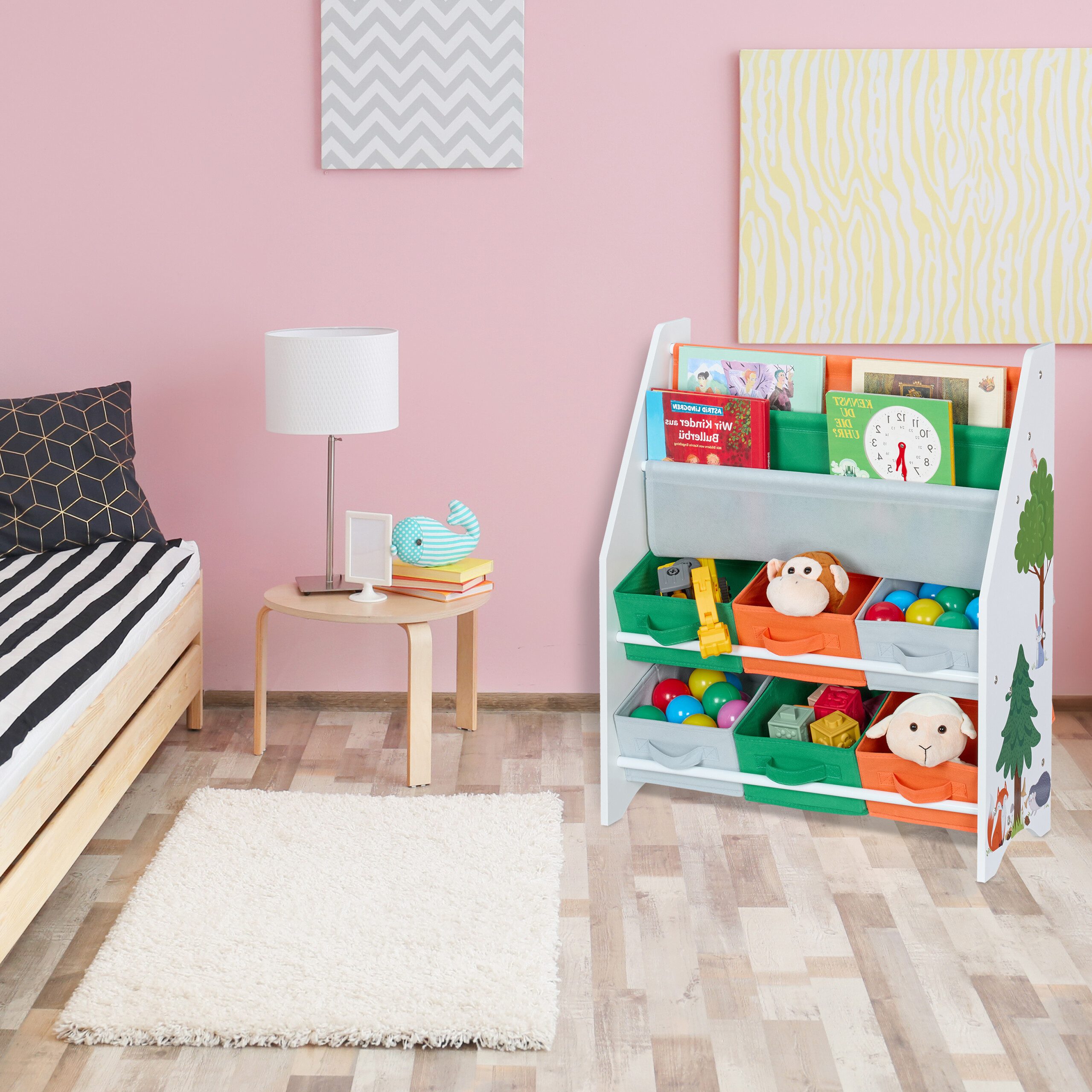 relaxdays Bücherregal Kinderregal mit Aufbewahrungsboxen günstig online kaufen