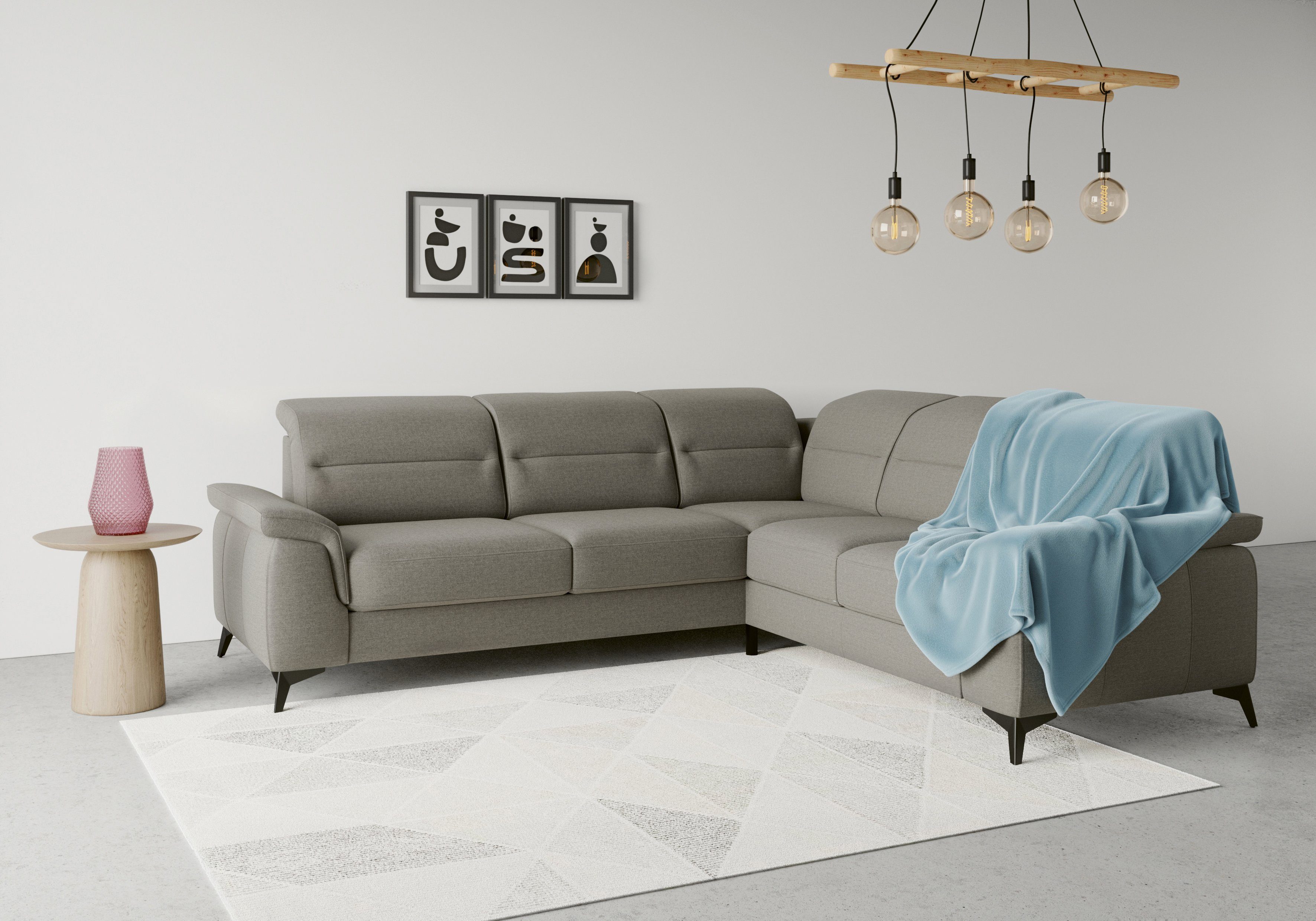 sit&more Ecksofa Sinatra, optinal mit Kopfteilverstellung und Armteilfunktion, Metallfüße