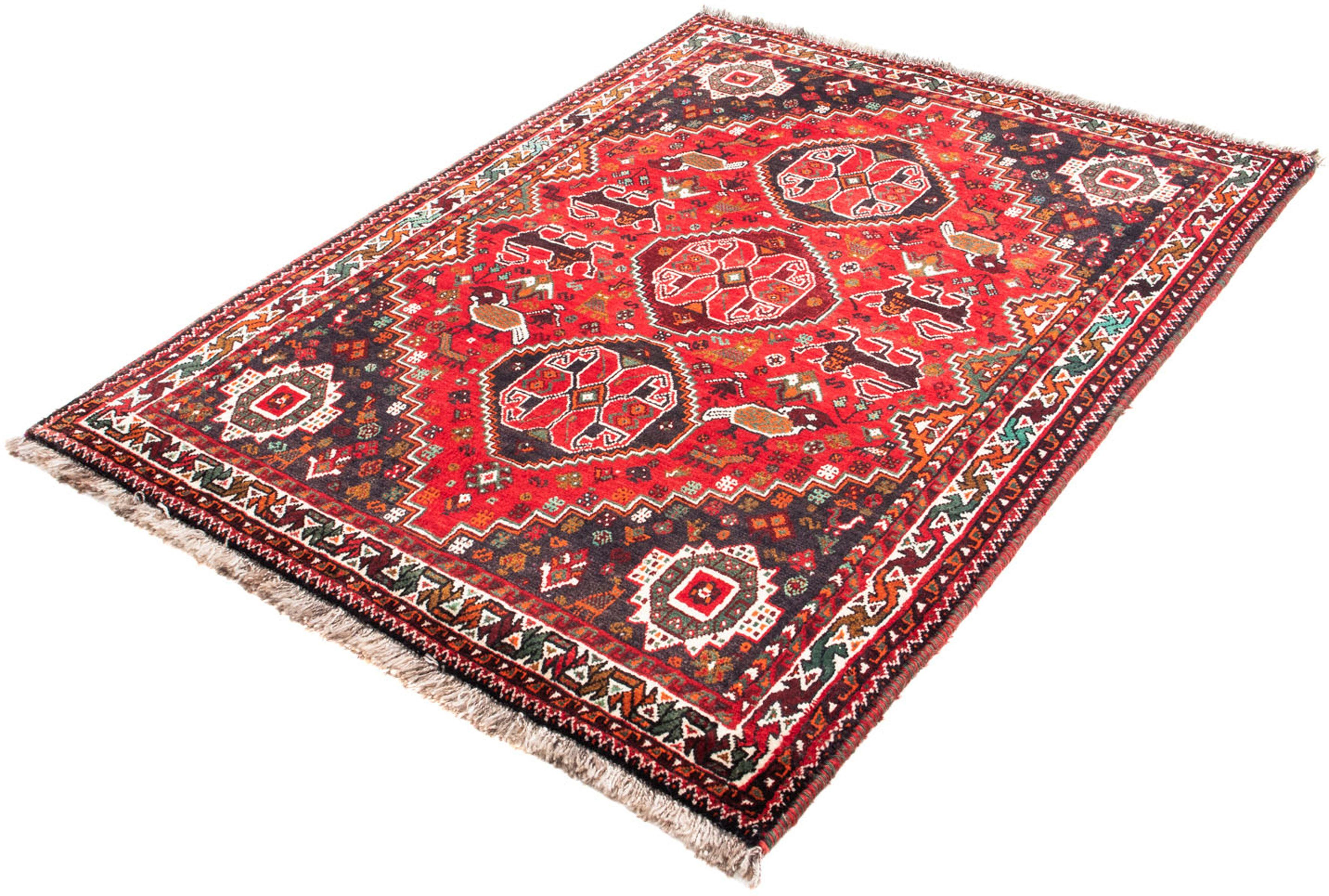 Orientteppich Perser - Nomadic - 154 x 104 cm - dunkelrot, morgenland, rechteckig, Höhe: 10 mm, Wohnzimmer, Handgeknüpft, Einzelstück mit Zertifikat | Kurzflor-Teppiche