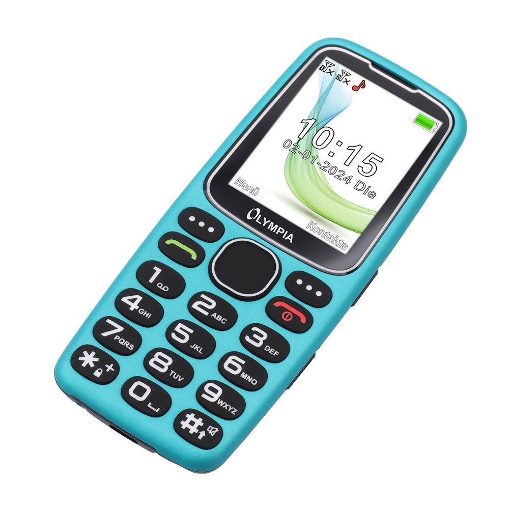 OLYMPIA OFFICE Star Seniorenhandy (Großtasten Handy, Mobiltelefon, Bluetooth, Dual-SIM, türkis)