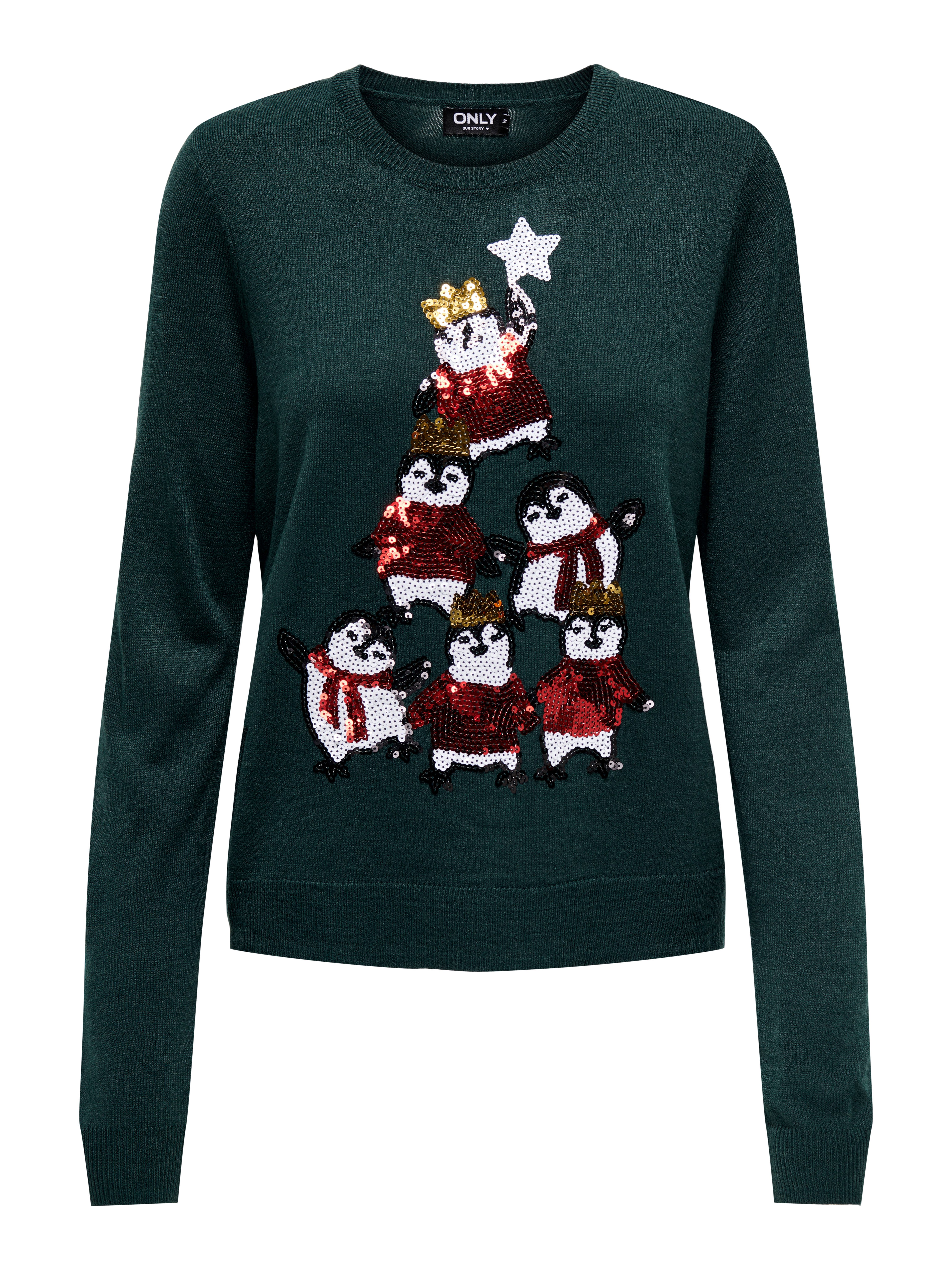 Weihnachtspullover ONLXMAS PENGUIN TREE LS O-NECK RP KNT