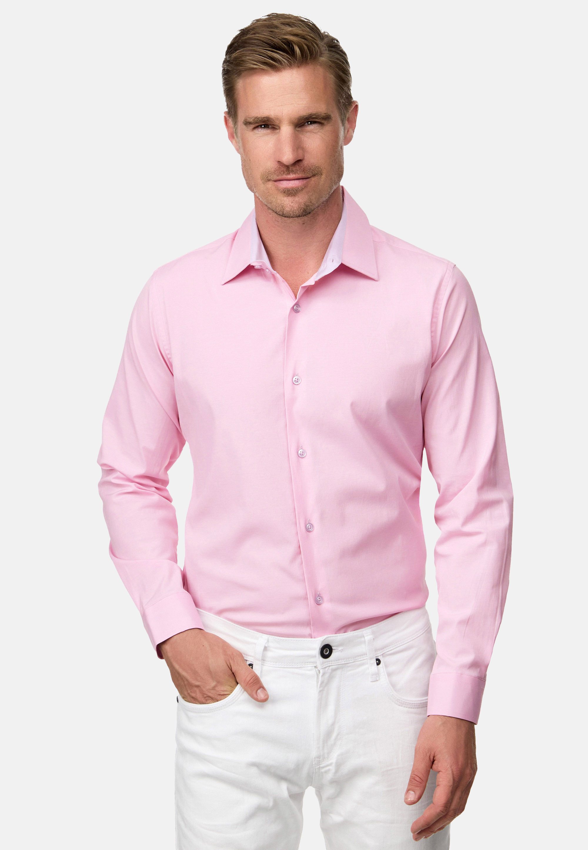 Rusty Neal Langarmhemd mit farblich abgesetztem Innenkragen