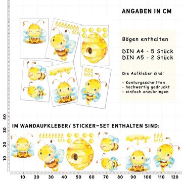 Sunnywall Wandtattoo Bienen - Bee- Wandtattoo Kinderzimmer Baby Wandaufkleber (6 St), konturgeschnitten