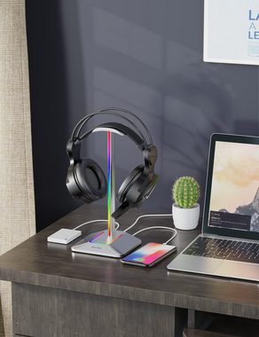 leben RGB-Headset-Halterung mit USB-Typ-C-Ladegerät und Datenübertragung Kopfhörerständer, (Universal Gaming Headset Stand Geeignet für alle Headsets)