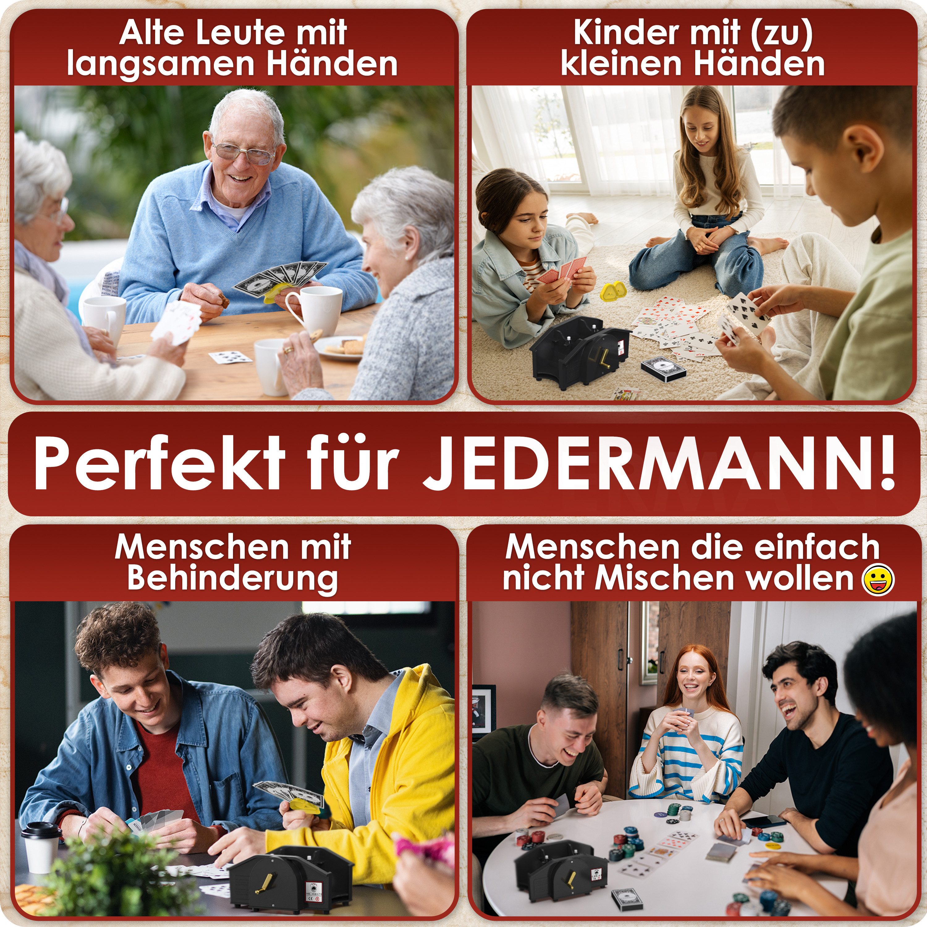 WEIDEBACH Spiel Kartenmischmaschine mit goldener Kurbel inkl. 2x Kartenspiel