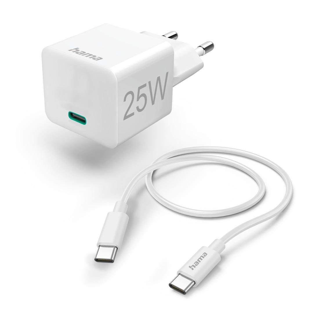 Schnellladegerät m. Ladekabel USB C Mini Ladegerät PD 25W 1,5m Weiß Smartphone-Ladegerät