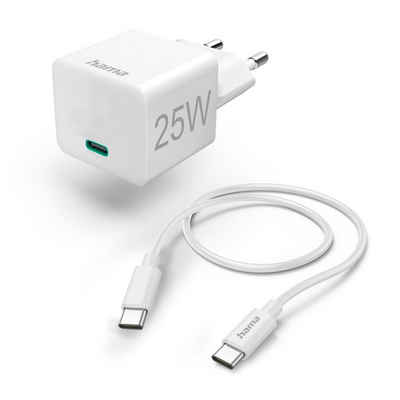 Hama Schnellladegerät m. Ladekabel USB C Mini Ladegerät PD 25W 1,5m Weiß Smartphone-Ladegerät