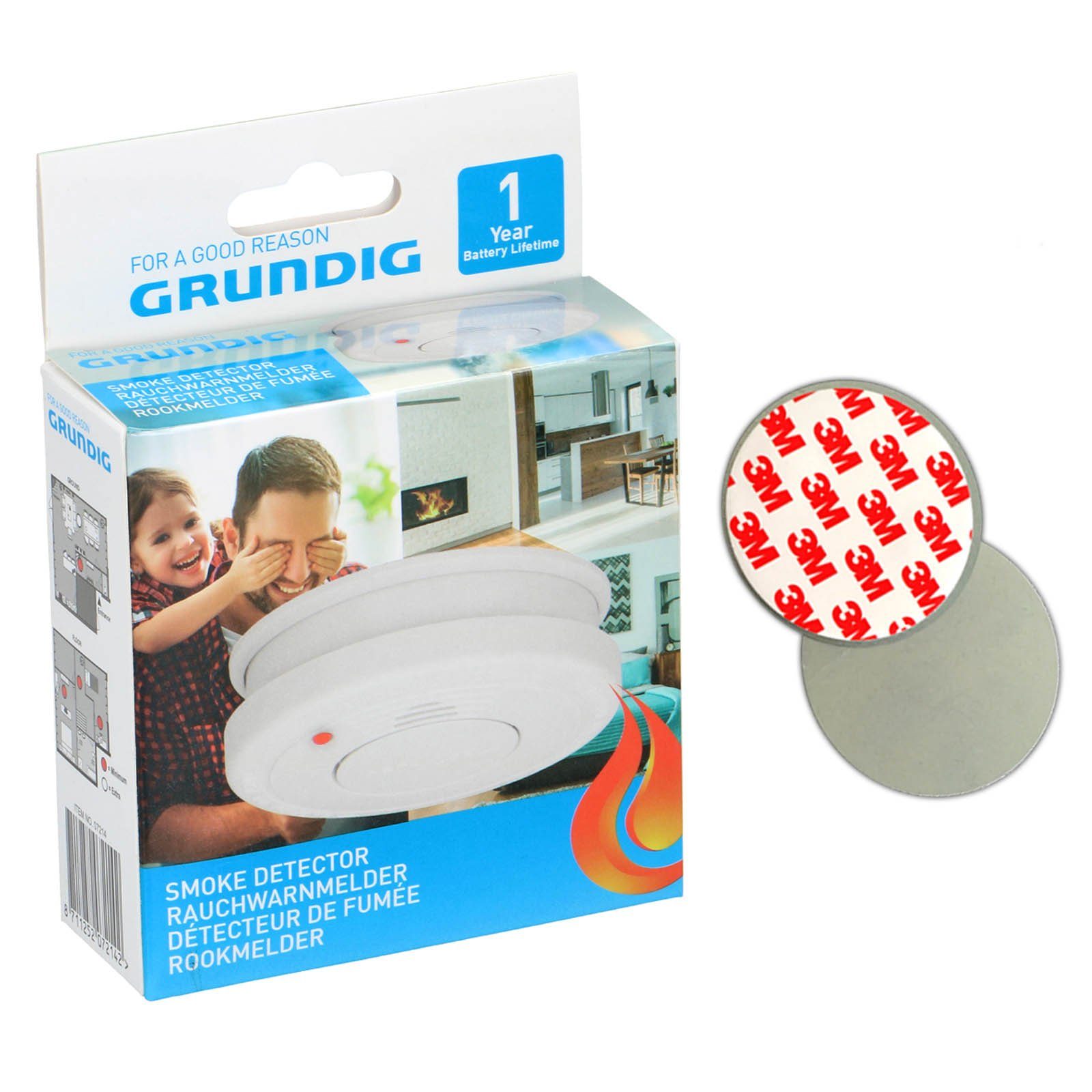 Rauchmelder 85dB Inkl. 9V Batterie + 3M Klebepad Set Feuermelder Rauchmelder