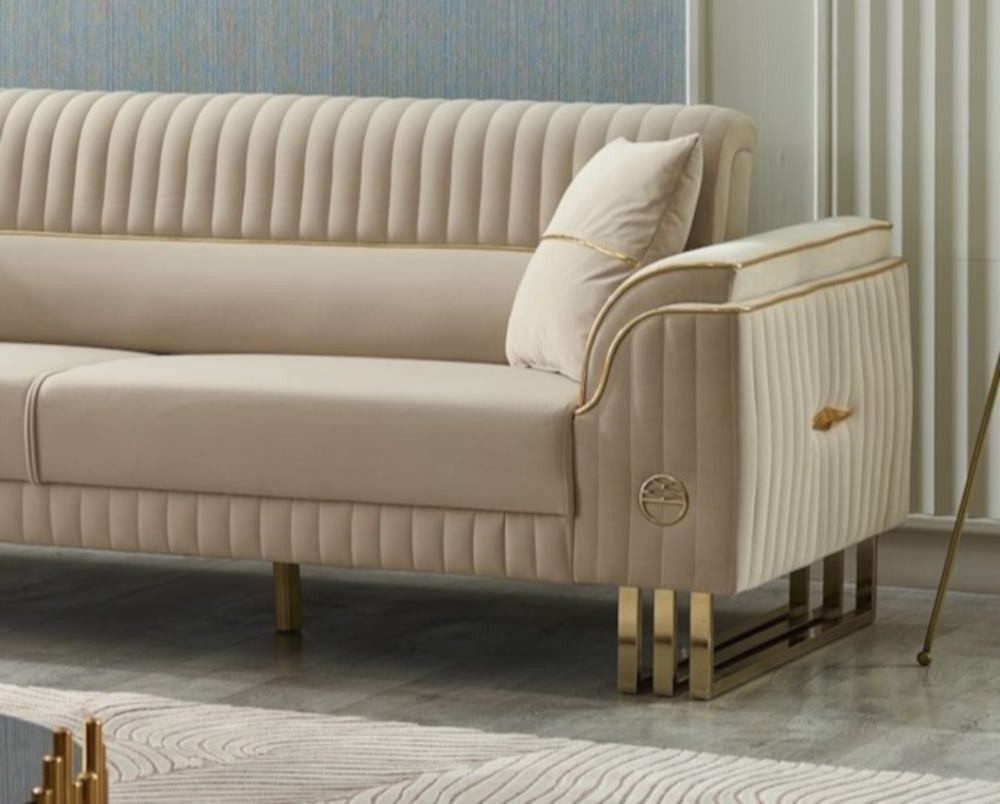 Villa Möbel Sofa New Flavia, 2-Sitzer 1 Teile, Hand Made Quality, pflegeleichter Mikrofasersamtstoff