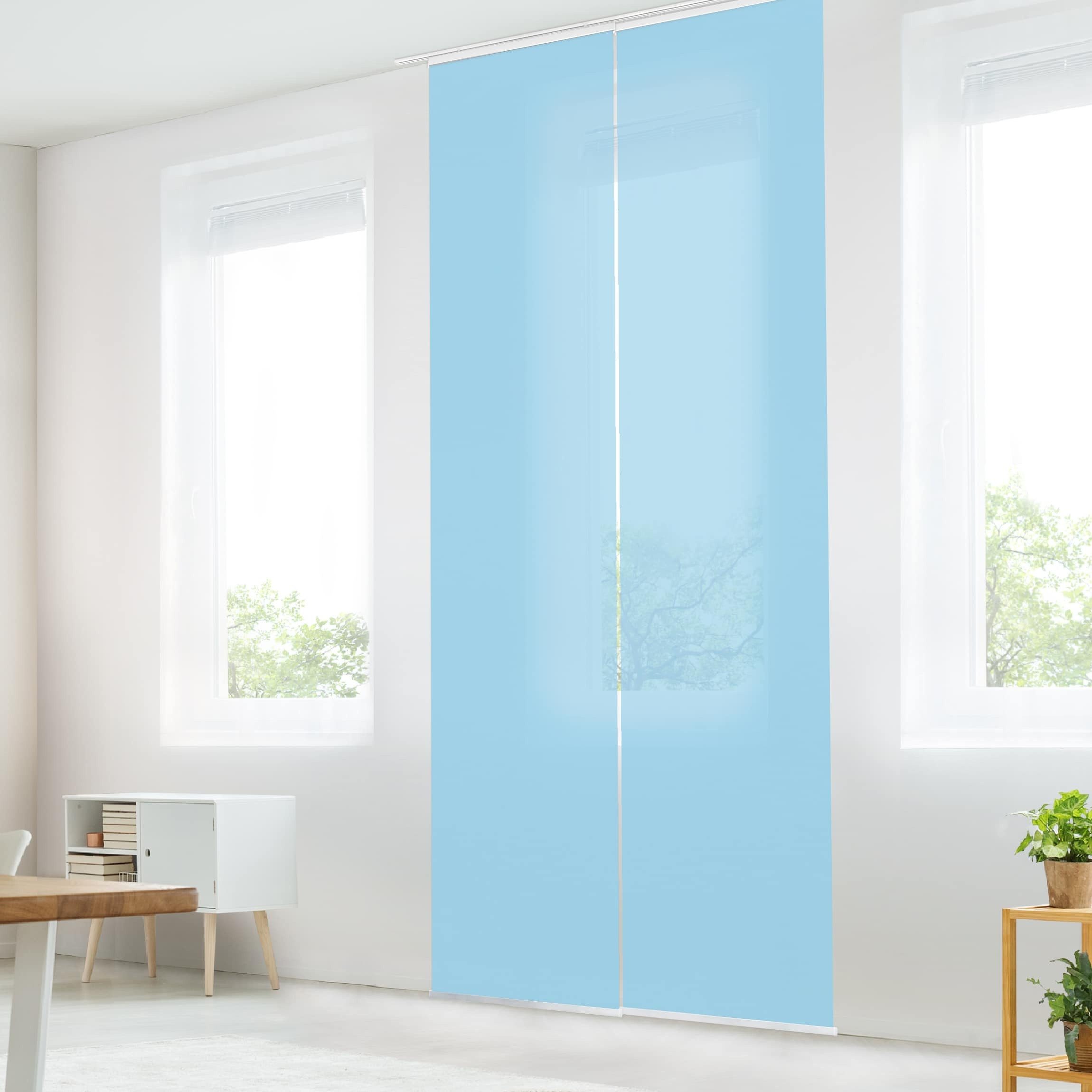 Bilderdepot24 Schiebegardine modern Flächenvorhang blickdicht Pastellblau, günstig online kaufen
