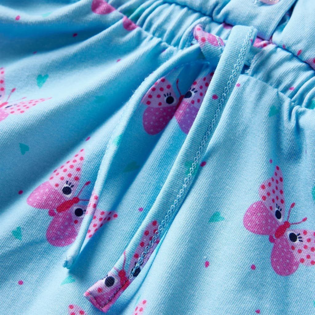 Schmetterling-Muster Kurz Kinderkleid 116 Blau mit vidaXL Ärmellos Knöpfen A-Linien-Kleid