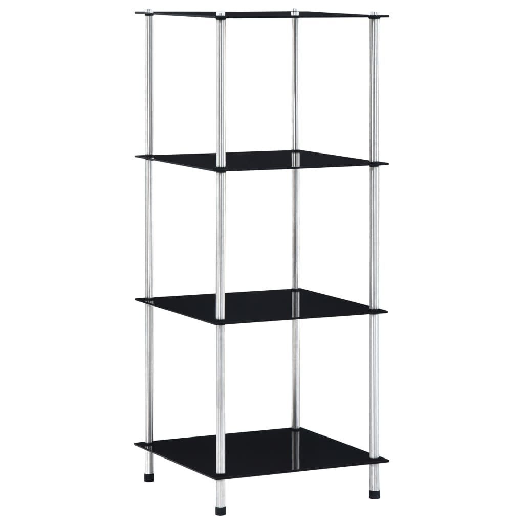 vidaXL Bücherregal Regal mit 4 Ablagen Schwarz 40x40x100 cm Hartglas, 1-tlg.