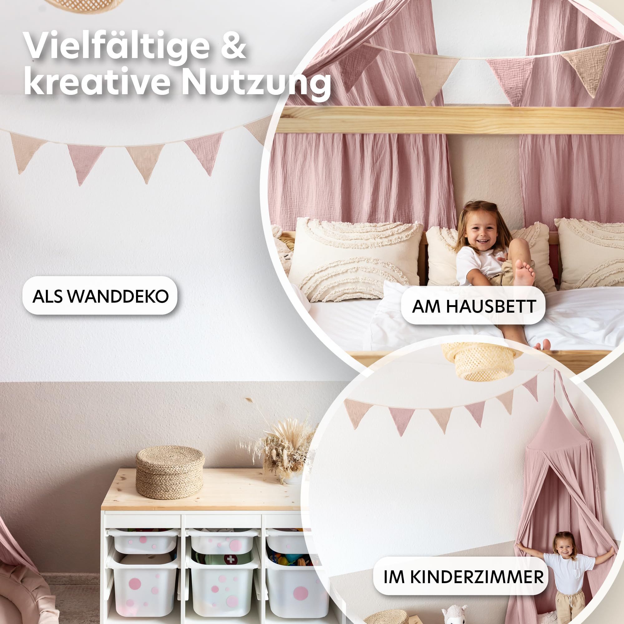 lilimaus Wimpelkette Handgemachte Wimpelkette für Kinderzimmer aus Musselin günstig online kaufen