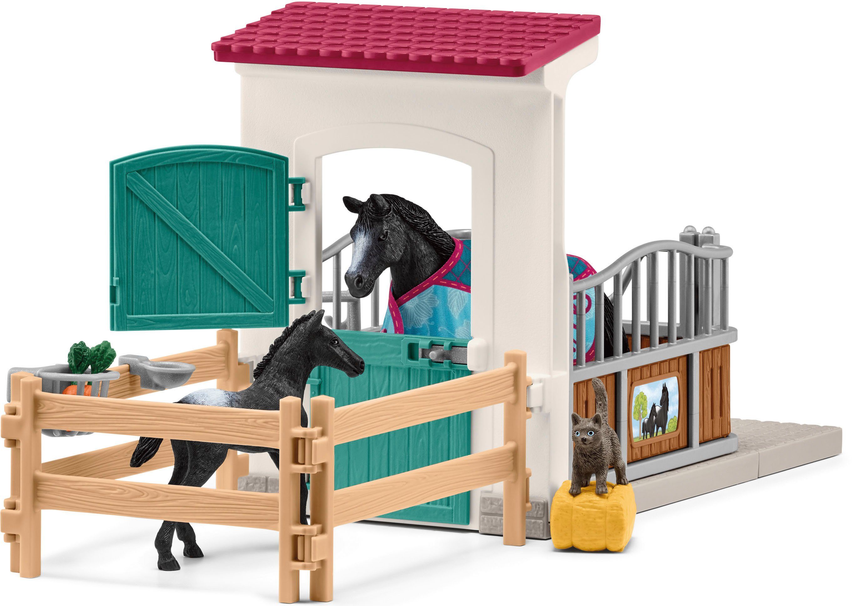 Schleich® Spielwelt HORSE CLUB, Pferdebox mit Stute und Fohlen (42611) – Bild 2 von 5