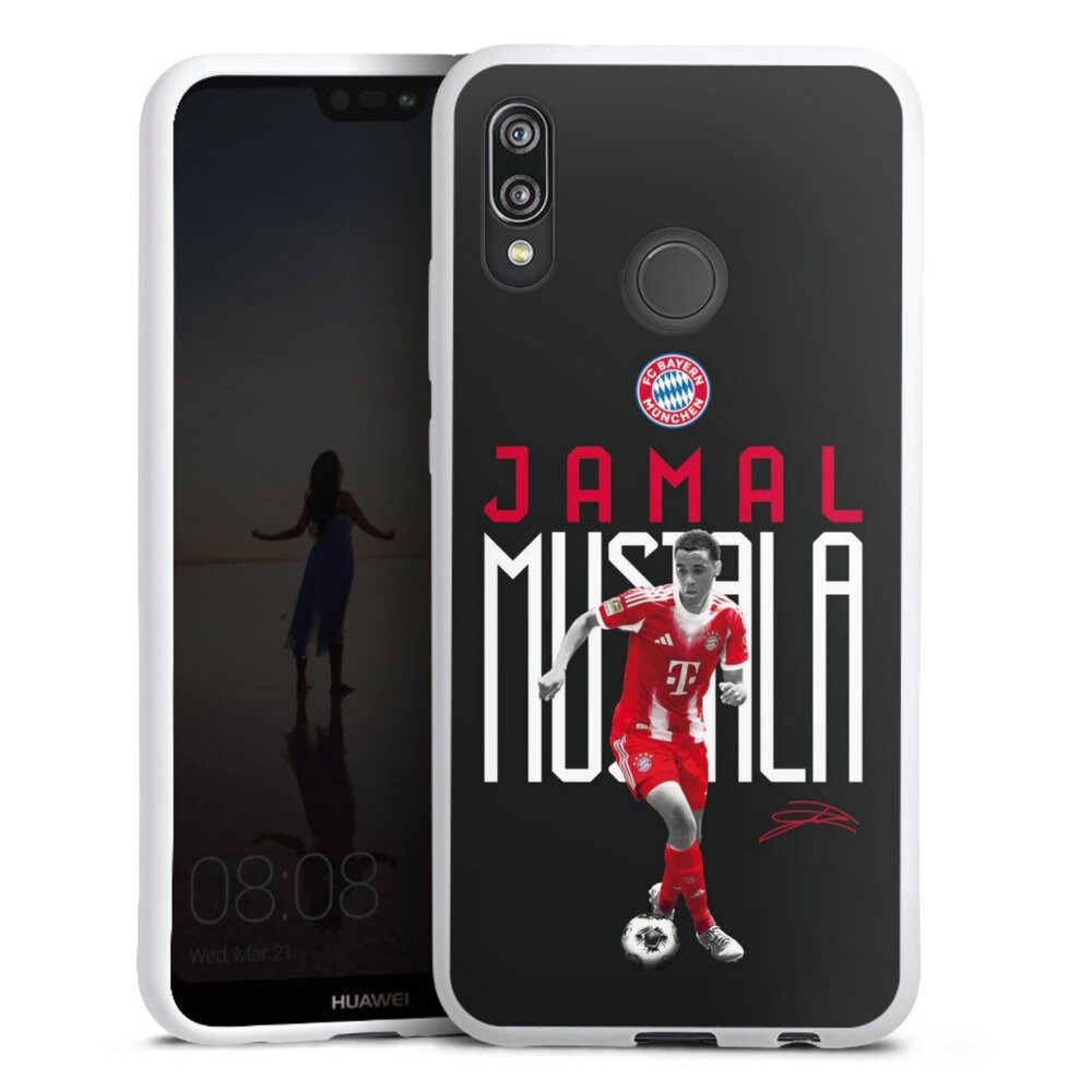 DeinDesign Handyhülle FC Bayern München Jamal Musiala Offizielles Lizenzprodukt, Huawei P20 Lite Silikon Hülle Bumper Case Handy Schutzhülle