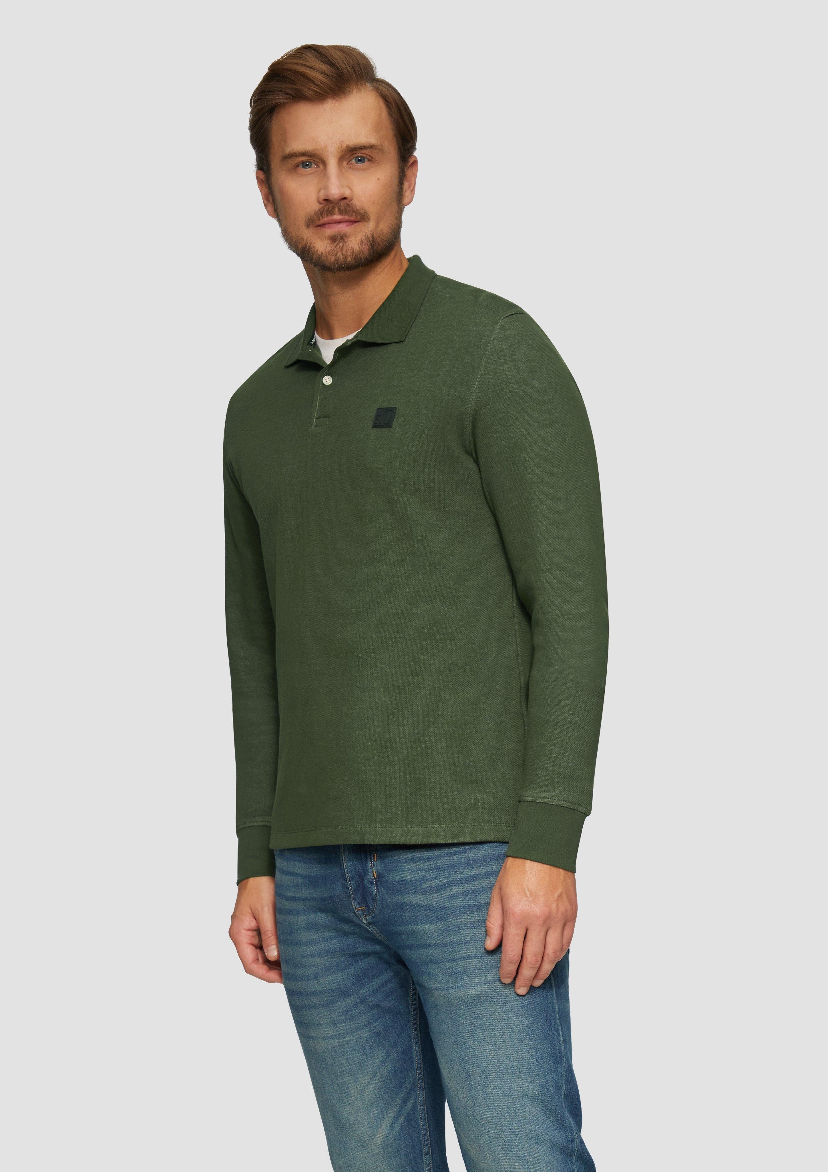 s.Oliver Langarmshirt Poloshirt aus zweifarbigem Piqué günstig online kaufen