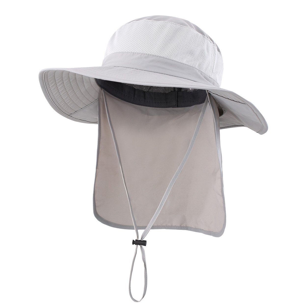 FOUORTUNATE-BEE Sonnenhut Outdoor-Sonnenhut Damen Herren mit breiter Krempe Mesh (mit Nackenklappe und Kinnriemen Sommer Hut, Faltbar und Schnell trocknend, Leichter) für Wandern, Strand und Reisen
