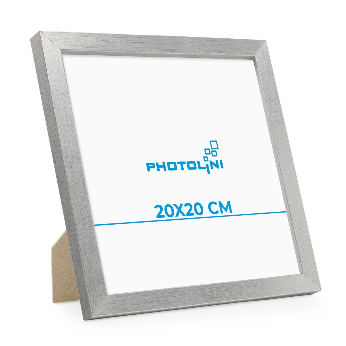 PHOTOLINI Bilderrahmen modern mit bruchsicherem Acrylglas, Holz MDF für Fotos & Poster, für 1 Bilder (1 Einzelrahmen), Posterrahmen 20x20 cm quadratisch, zum Aufhängen & Aufstellen