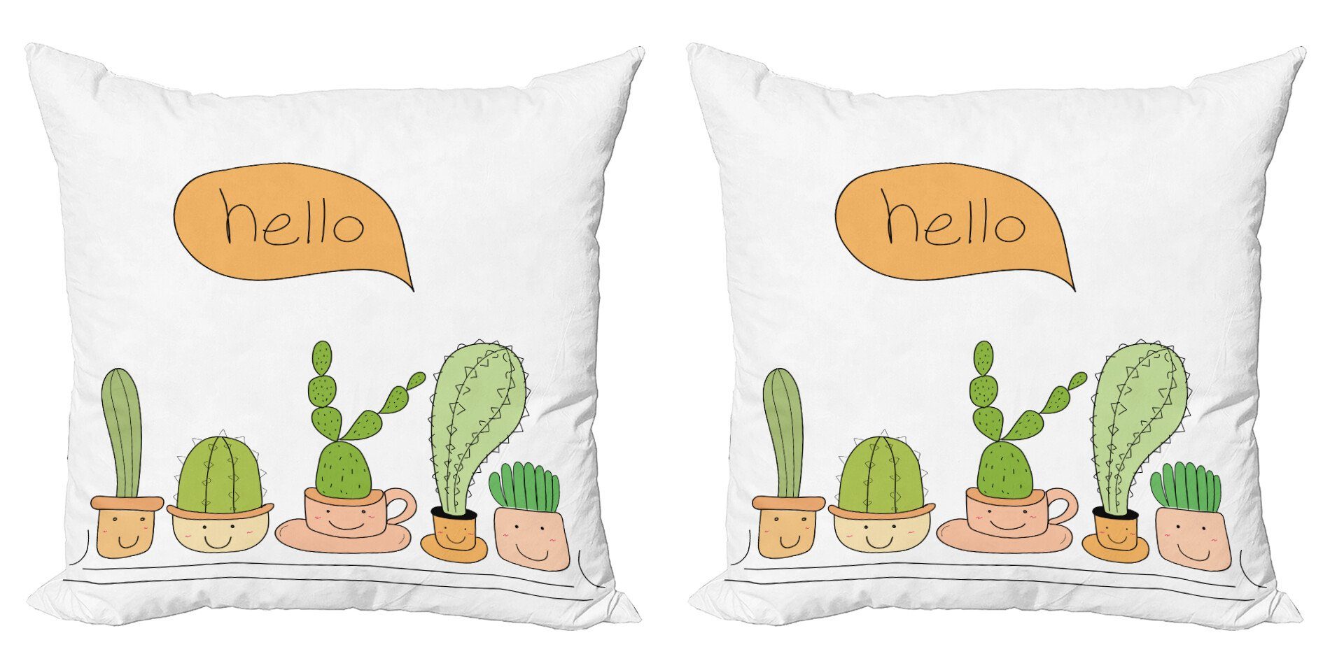 Pflanzen Abakuhaus Lächeln Doppelseitiger Home Kaktus in (2 Stück), Töpfen Modern Accent Kissenbezüge Digitaldruck,