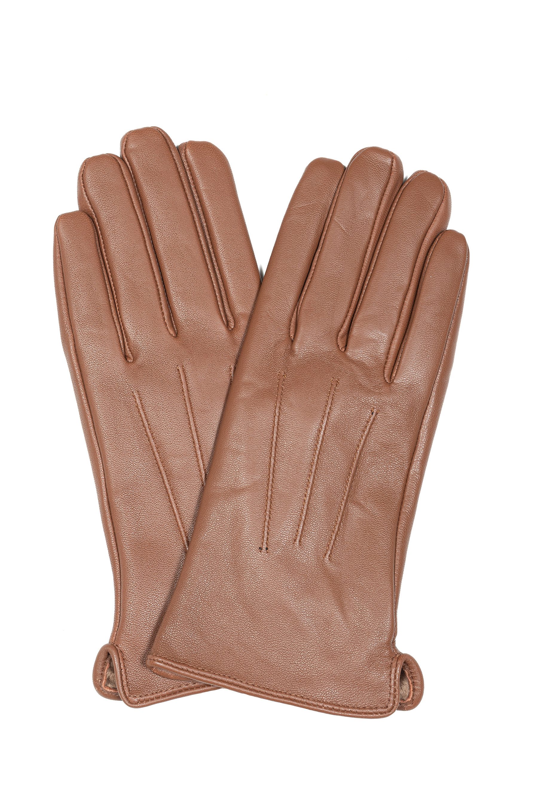 Cassandra Accessoires Lederhandschuhe Damenhandschuh aus Echtem Leder elegant mit Zierbiesen; mit kuscheligem Innenfutter