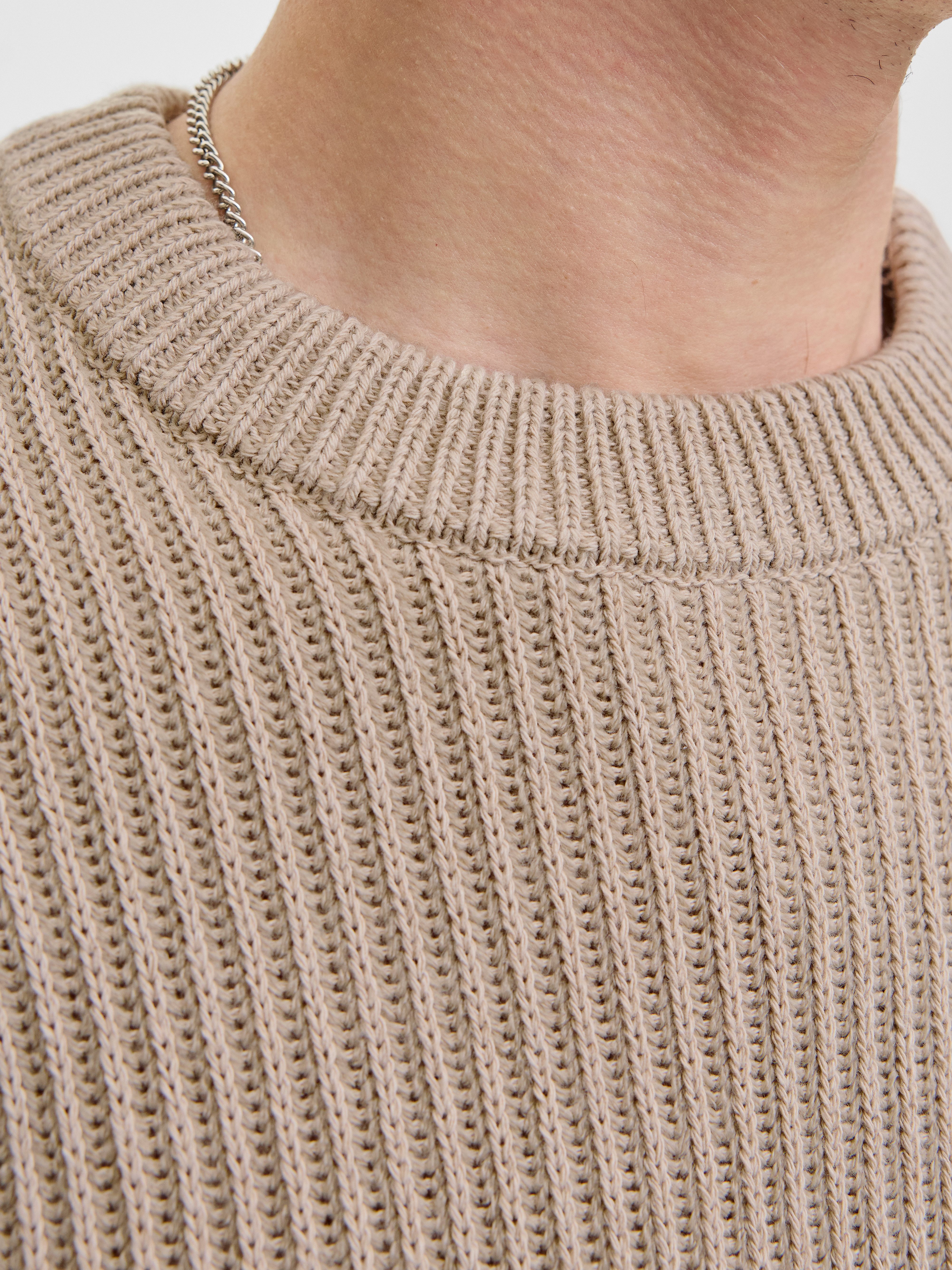 Jack & Jones Rundhalspullover JJEDOVER KNIT CREW NECK SN Baumwollmischung, regular fit