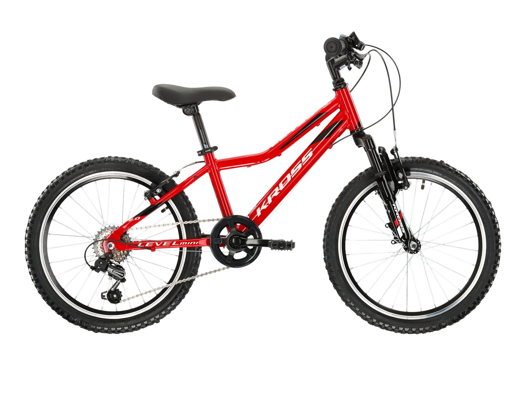 Kross Kinderfahrrad 20" Kinder-MTB Level Mini 2.0 6 Gänge 2026, 6 Gang Shimano Tourney TY21 Schaltwerk, Kettenschaltung