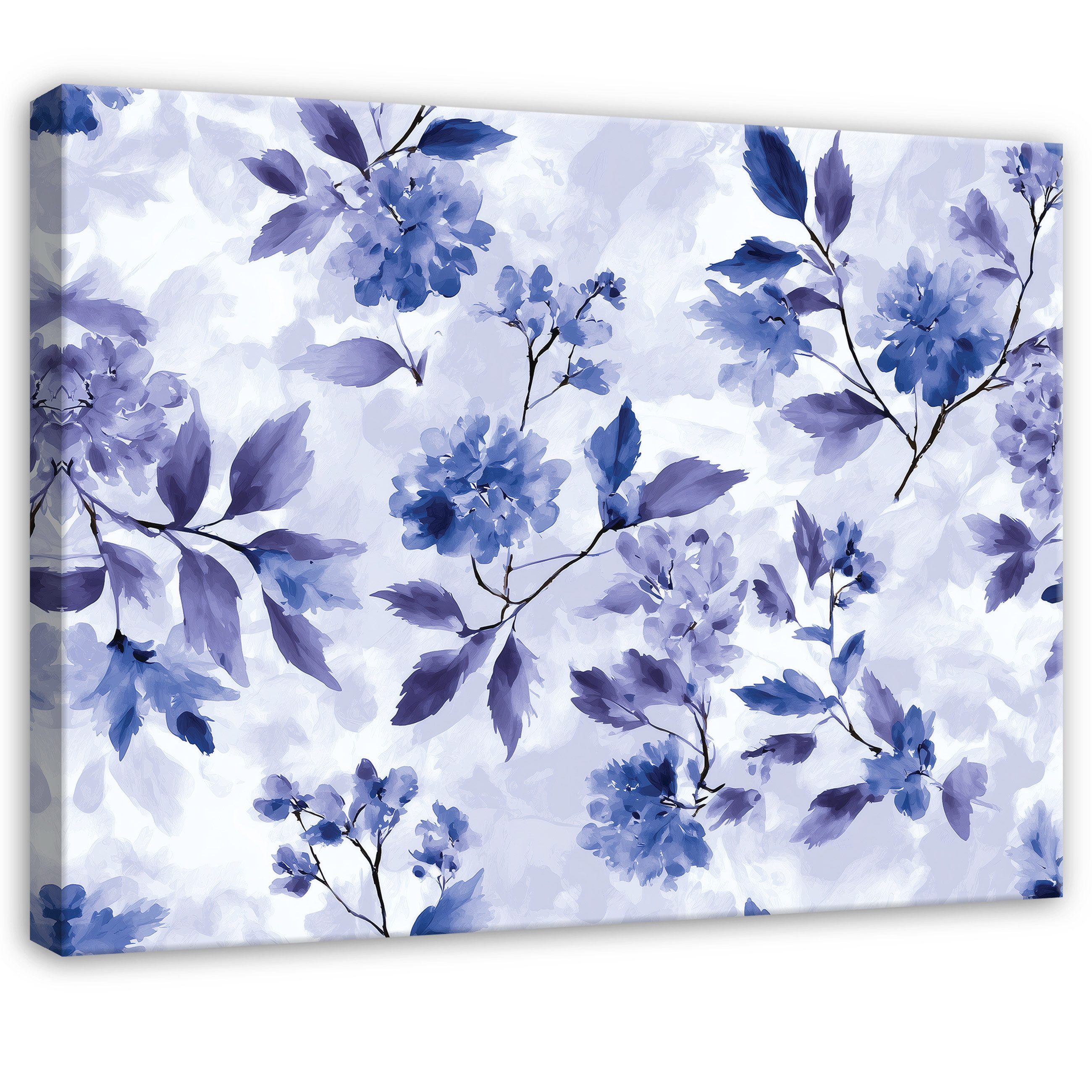 Wallarena Leinwandbild Blumen Blätter - Lila - Modern - Wohnzimmer, Blumen, 40x30x2cm