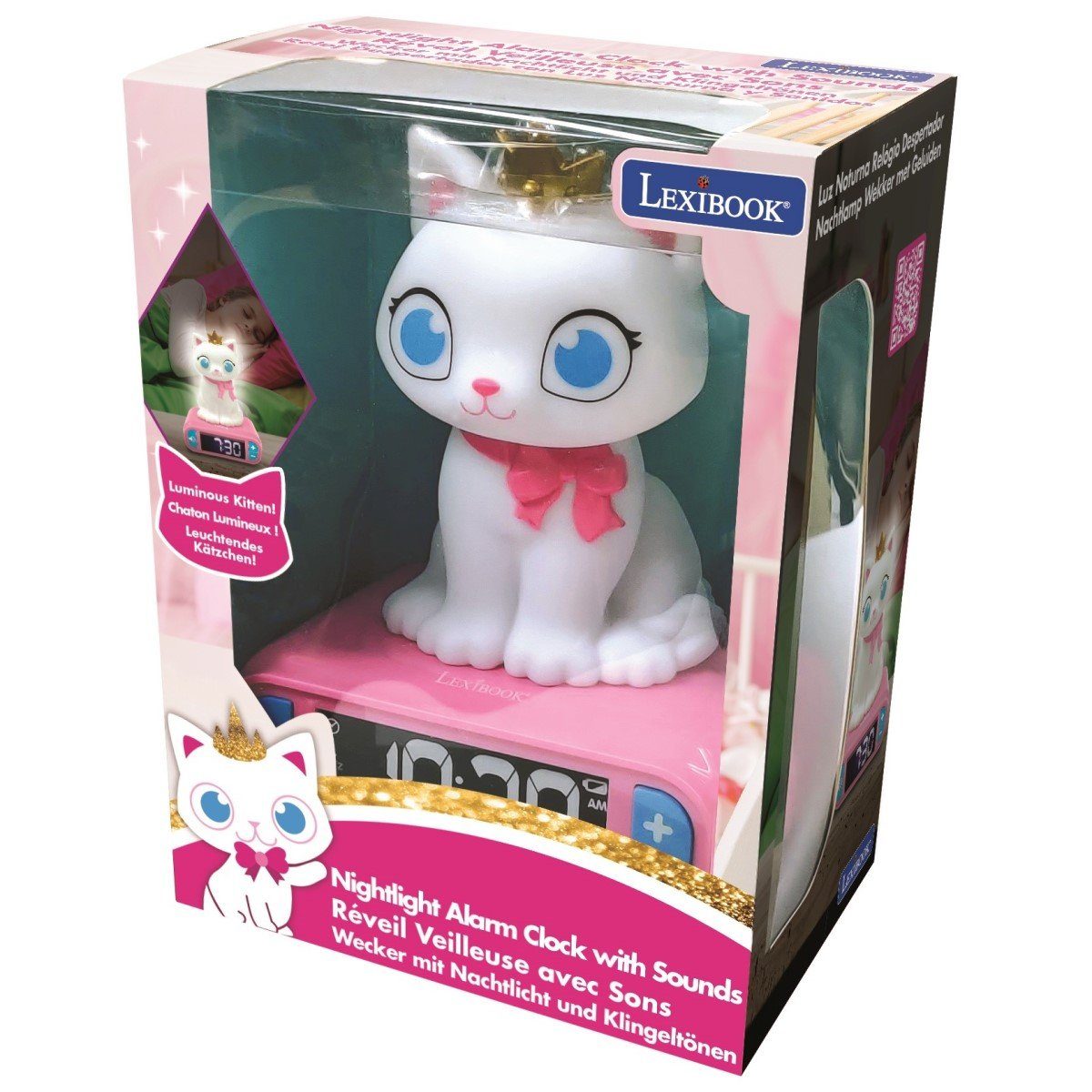 mit Kinderwecker Klingeltönen Wecker Lexibook® und Nachtlicht-Figur besonderen Katzen 3D