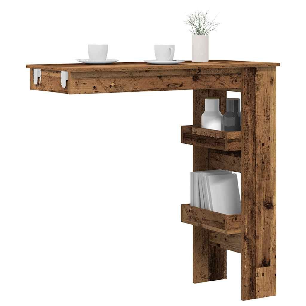 vidaXL Bartisch NA Wand-Bartisch Altholz-Optik 102x45x103,5 cm Spanplatte
