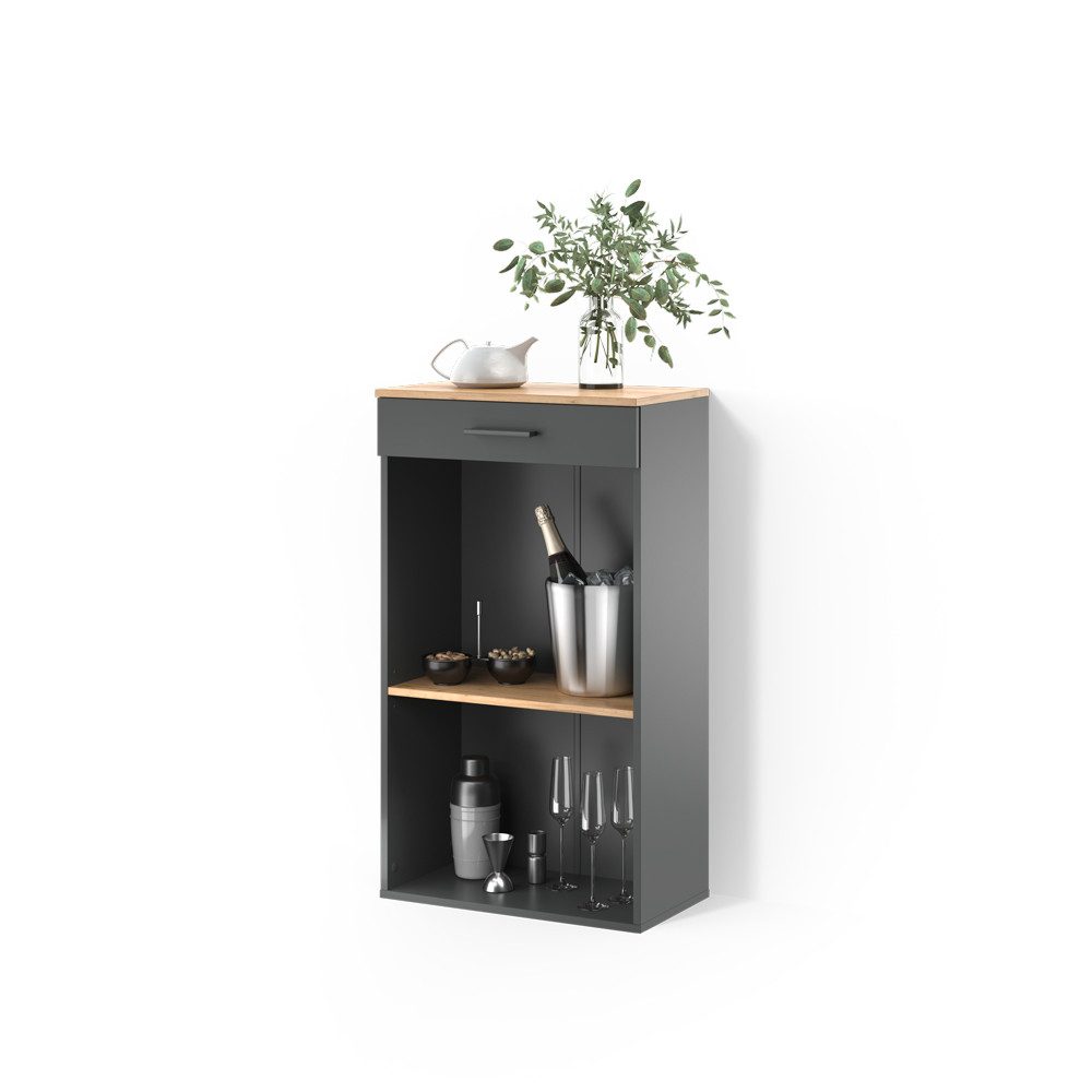 Livinity® Weinregal Regusa, Goldkraft Eiche/Anthrazit/Anthrazit, 60 x 106 cm, 2-tlg.