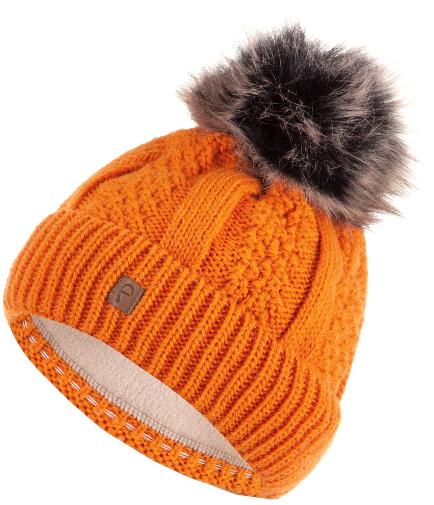 Faera Bommelmütze Wintermütze Fleece-Futter Winter Beanie-Mütze Unisex One-Size