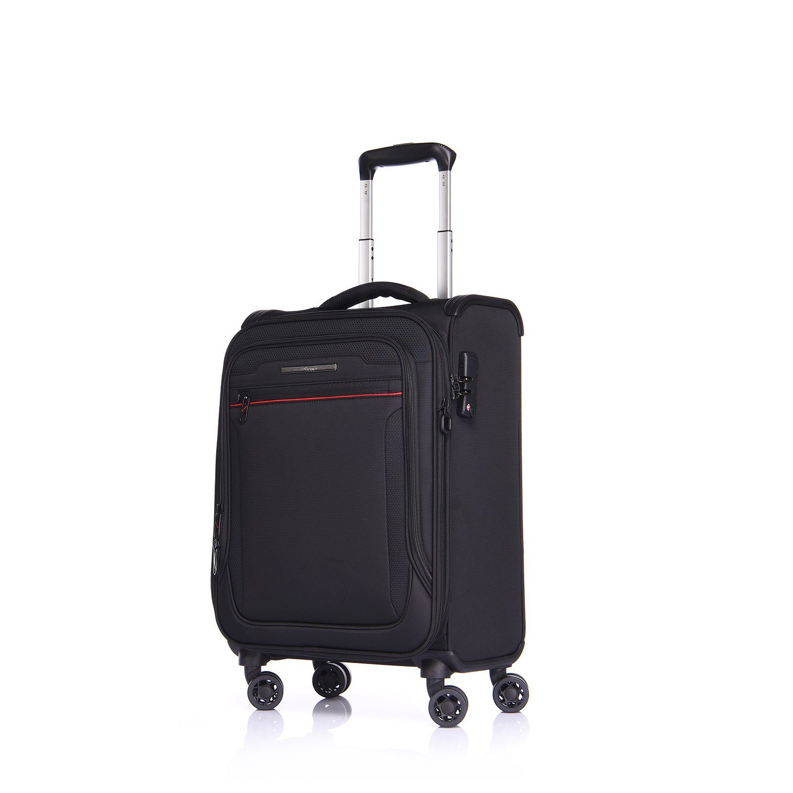 4 Verage Handgepäck-Koffer Schwarz erweiterbar, Weichgepäck-Trolley Reisekoffer, Weichschale, Toledo Rollen, TSA-Schloss,