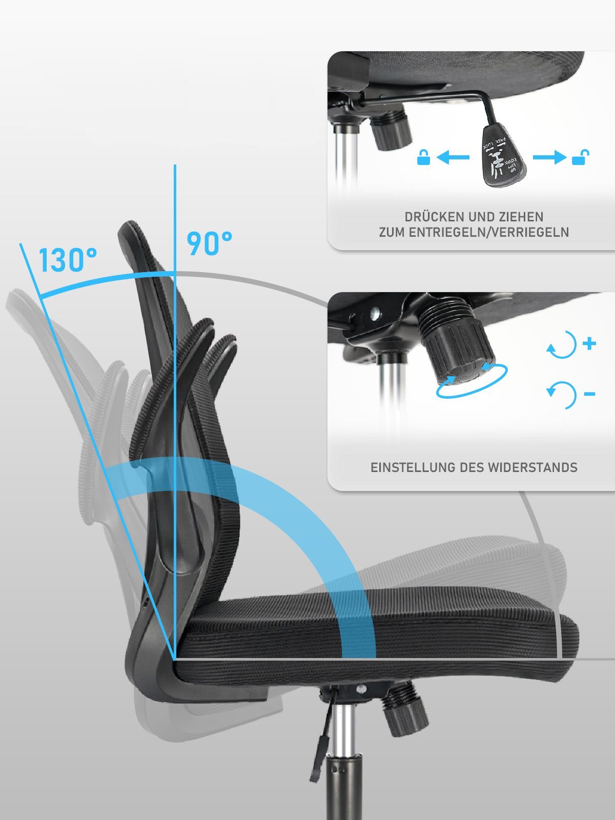 Durrafy Bürostuhl Stuhl,Ergonomischer Schreibtischstuhl mit Lendenwirbelstü günstig online kaufen