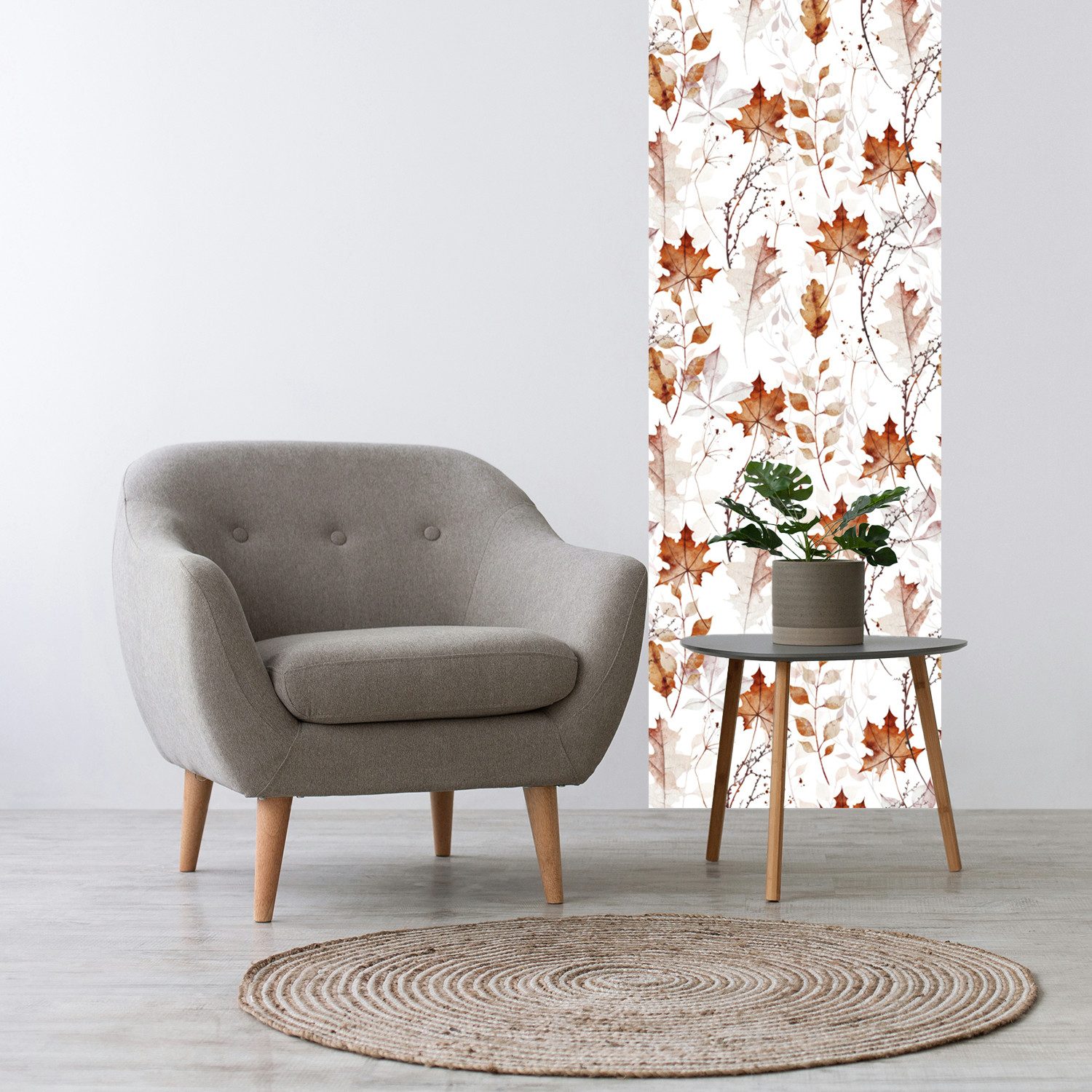 queence 3D-Tapete Ahornblätter im Wind, selbstklebendes Wandpaneel, texturiert, bedruckt, mehrfarbig, Motiv, (1 St), 60 x 250 cm Fototapete, Mustertapete, Anbringung ohne Kleister