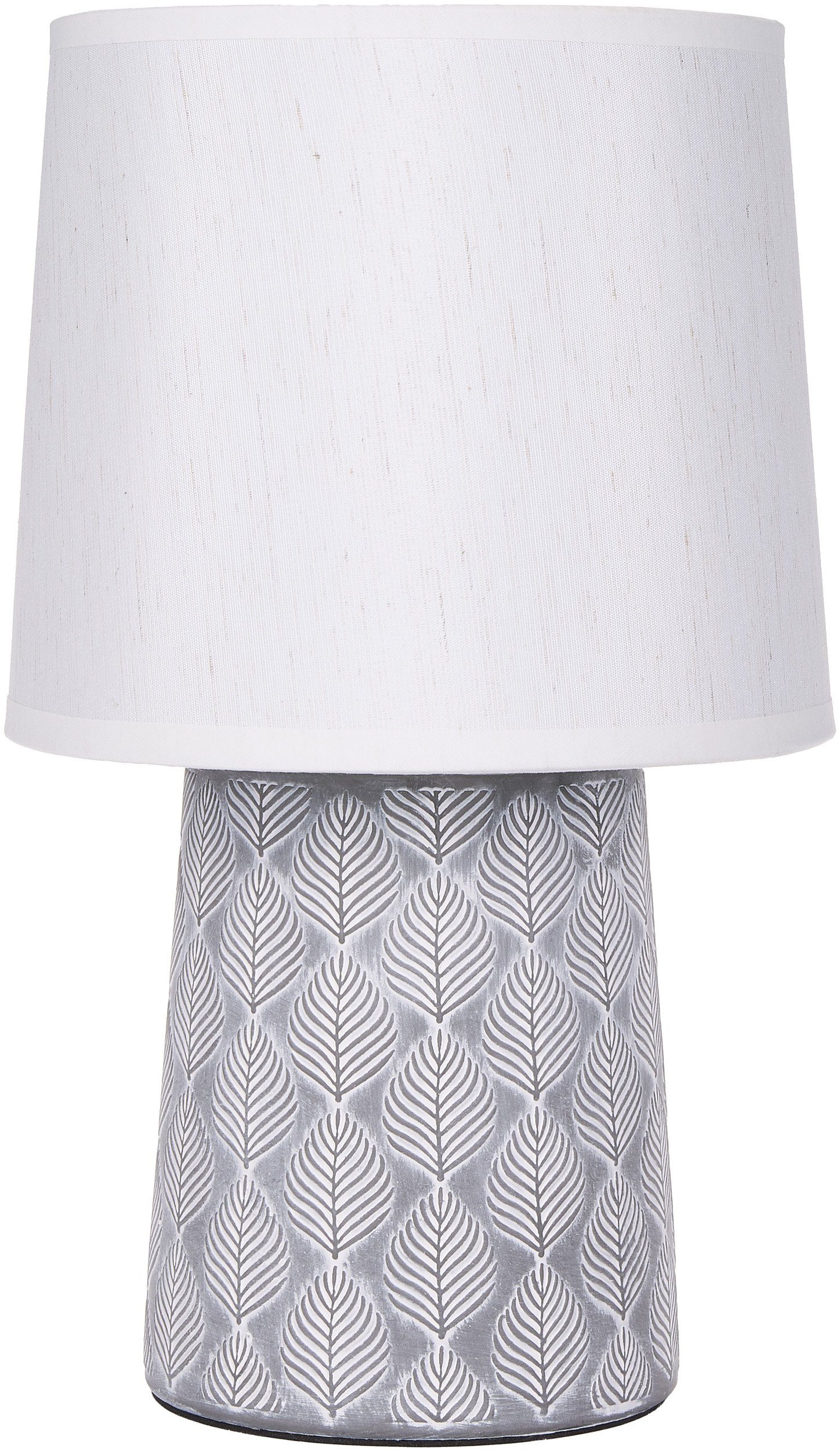 BRUBAKER Tischleuchte Nachttischlampe mit Blatt Ornamenten, Tischlampe, Ohne Leuchtmittel, Keramikfuß, modern