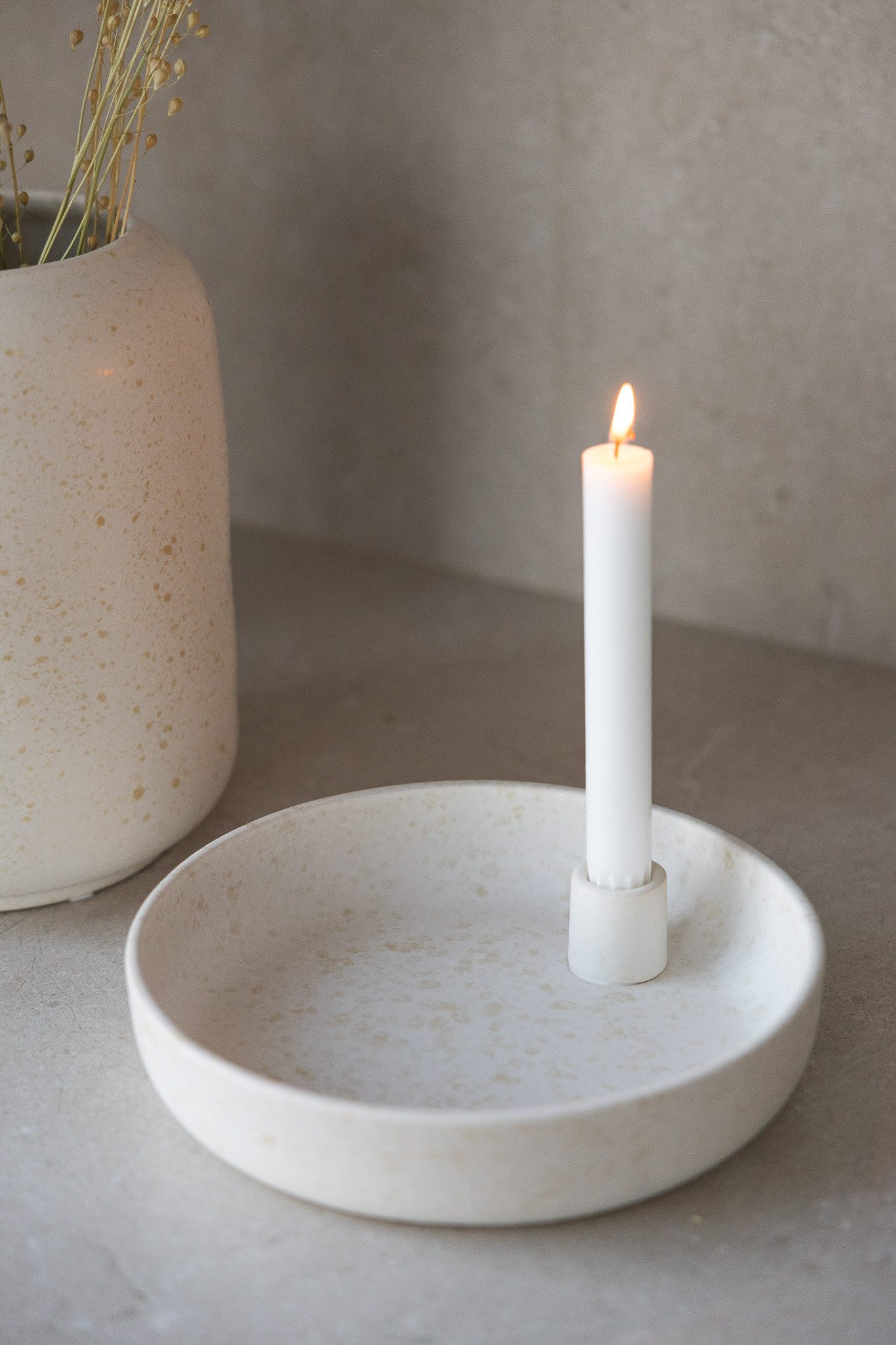 Storefactory Kerzenständer Storefactory Kerzenhalter LIDATORP PORTUGAL creme natur, Ø 23x5cm