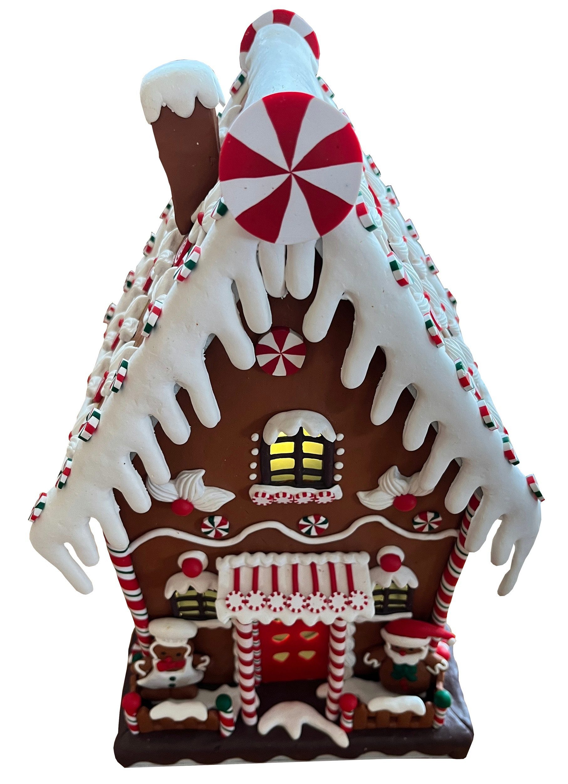 foolonli Weihnachtshaus Lebkuchenhaus 40cm LED Braun Pfefferkuchen Timer Weihnachten Tischdeko