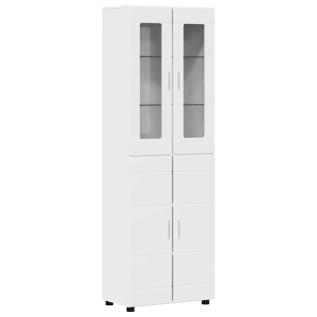 vidaXL Wohnzimmer-Set Highboard FLORIN 60 x 35 x 182 cm Hochglanz Weiß Holzwerkstoff, (1-St)