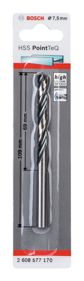 Thumbnail - BOSCH Metallbohrer, HSS PointTeQ (DIN 338) Metallspiralbohrer - 7,5 mm - 1er-Pack