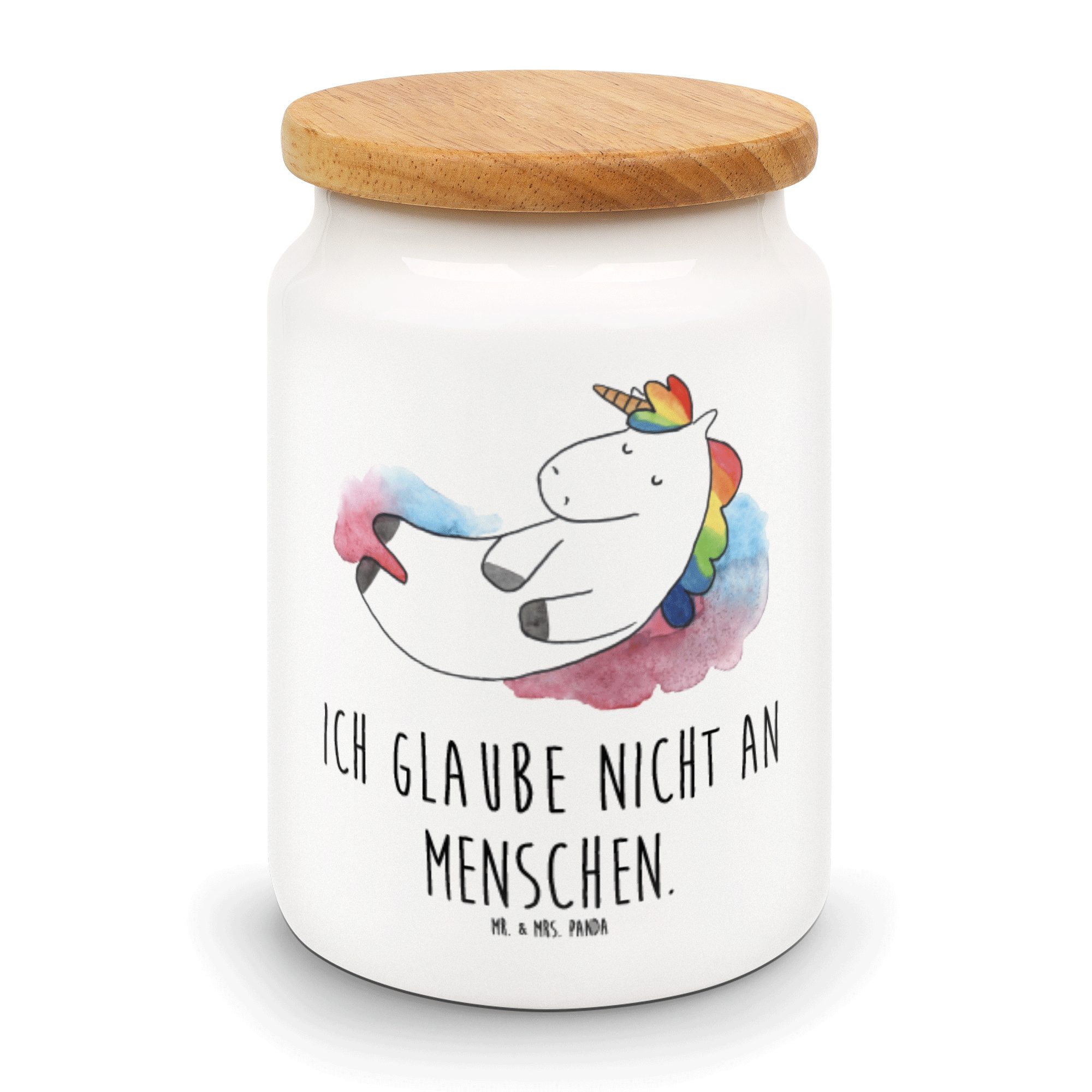 Mr. & Mrs. Panda Vorratsdose Einhorn Wolke 7 - Weiß - Geschenk, Keksdose, Dose, Vorratsbehälter, Keramik, (1-tlg)