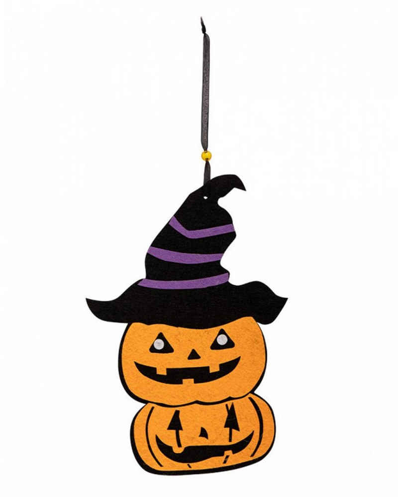Horror-Shop Hängedekoration Halloween Kürbis mit Hexenhut Filzdeko zum Aufhäng