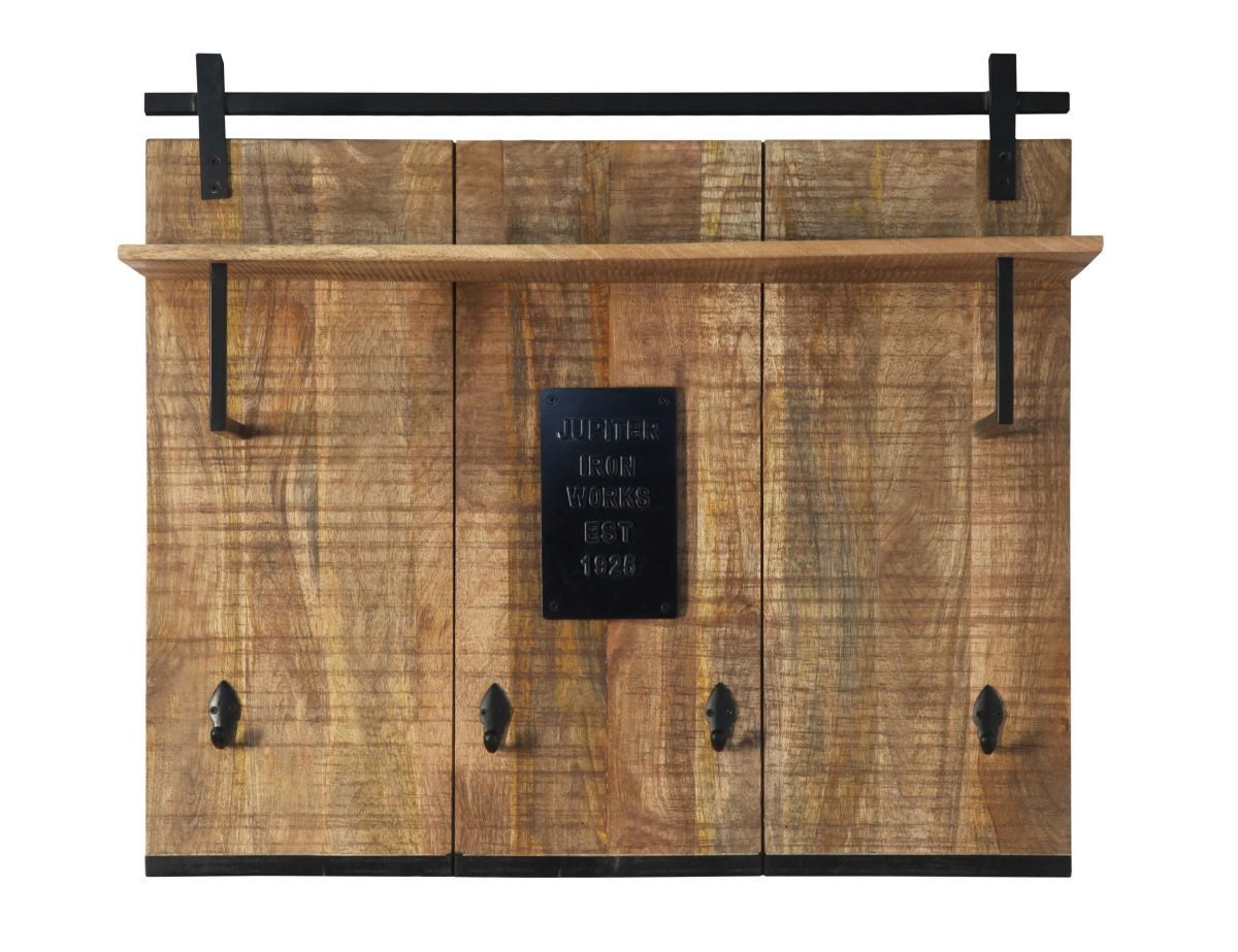 WOLF MÖBEL Garderobenhalter SLIDE Garderobe Mangoholz massiv mit Kleiderstange & 4 Haken, SLIDE Garderobe Mangoholz massiv mit Kleiderstange & 4 Haken