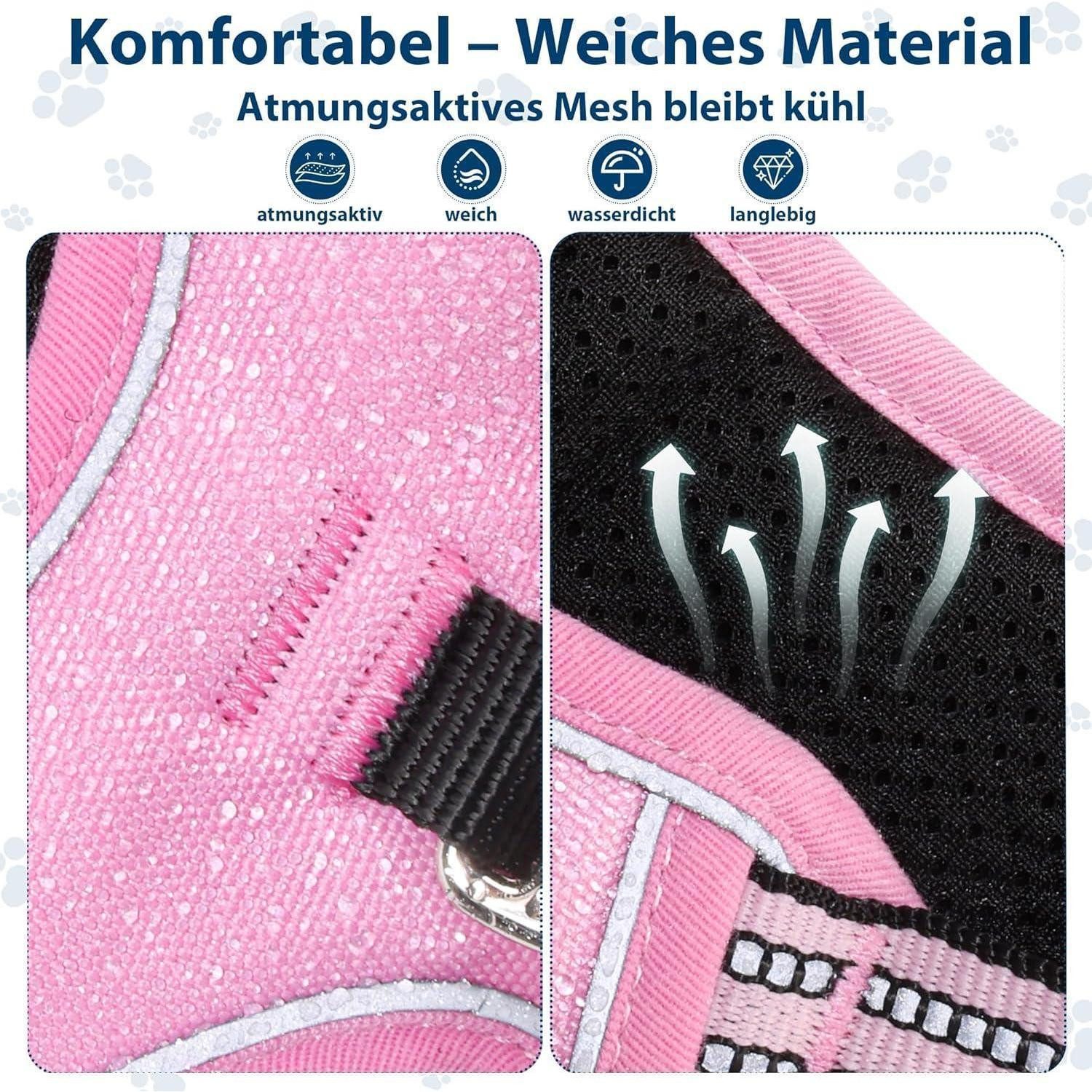 LuxusKollektion Hunde-Sicherheitsgeschirr Hundegeschirr Brustgeschirr Reflektorstreifen Griff AntiZug L Rosa
